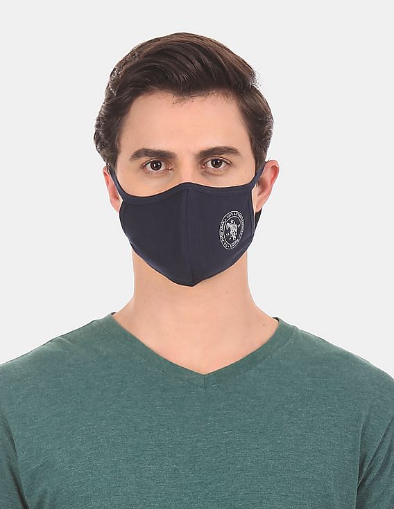 U.S. Polo Assn. Unisex Adults Navy Triple Layer Anti Bacterial Reusable Outdoor Face Masks - Pack Of 3