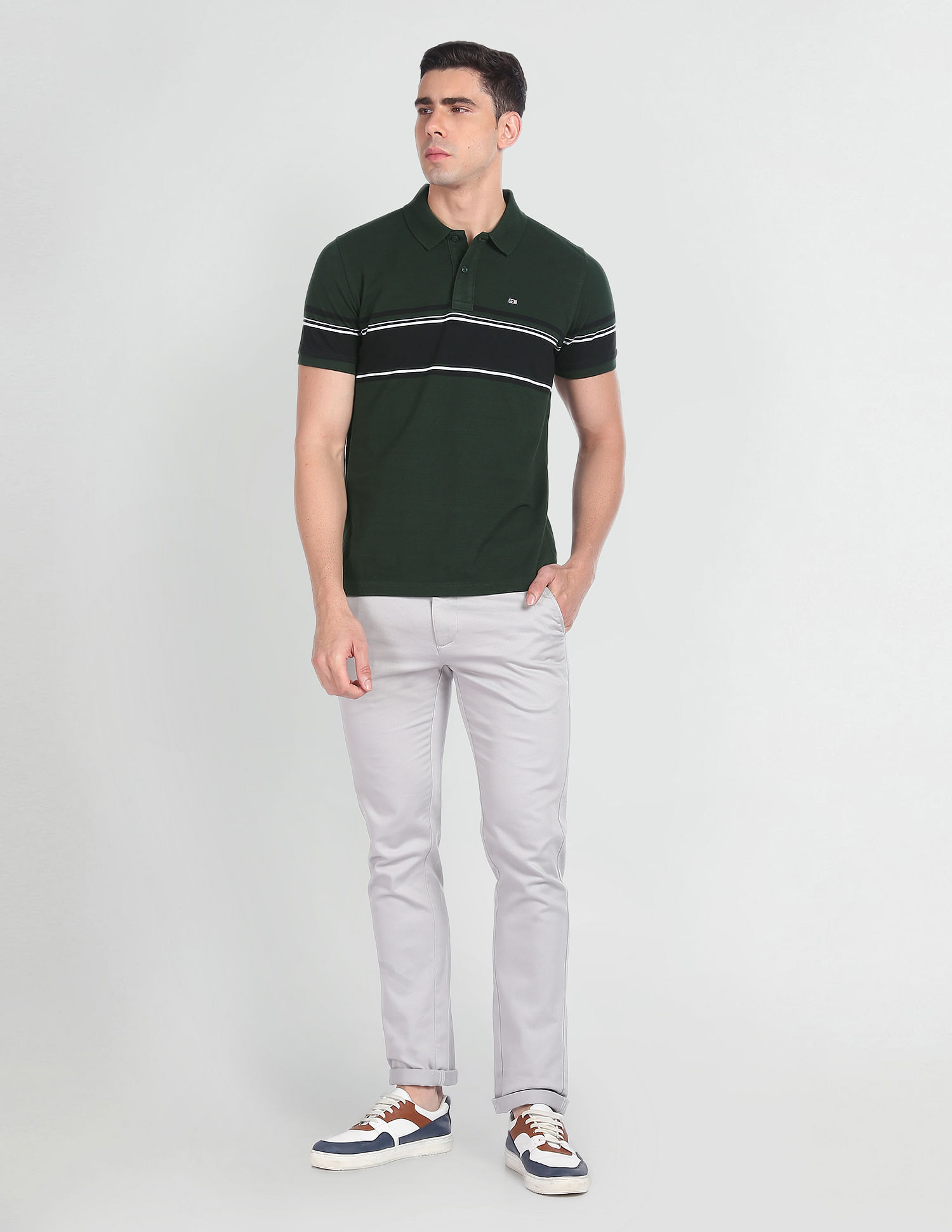 Arrow Sports Colour Block Cotton Polo Shirt