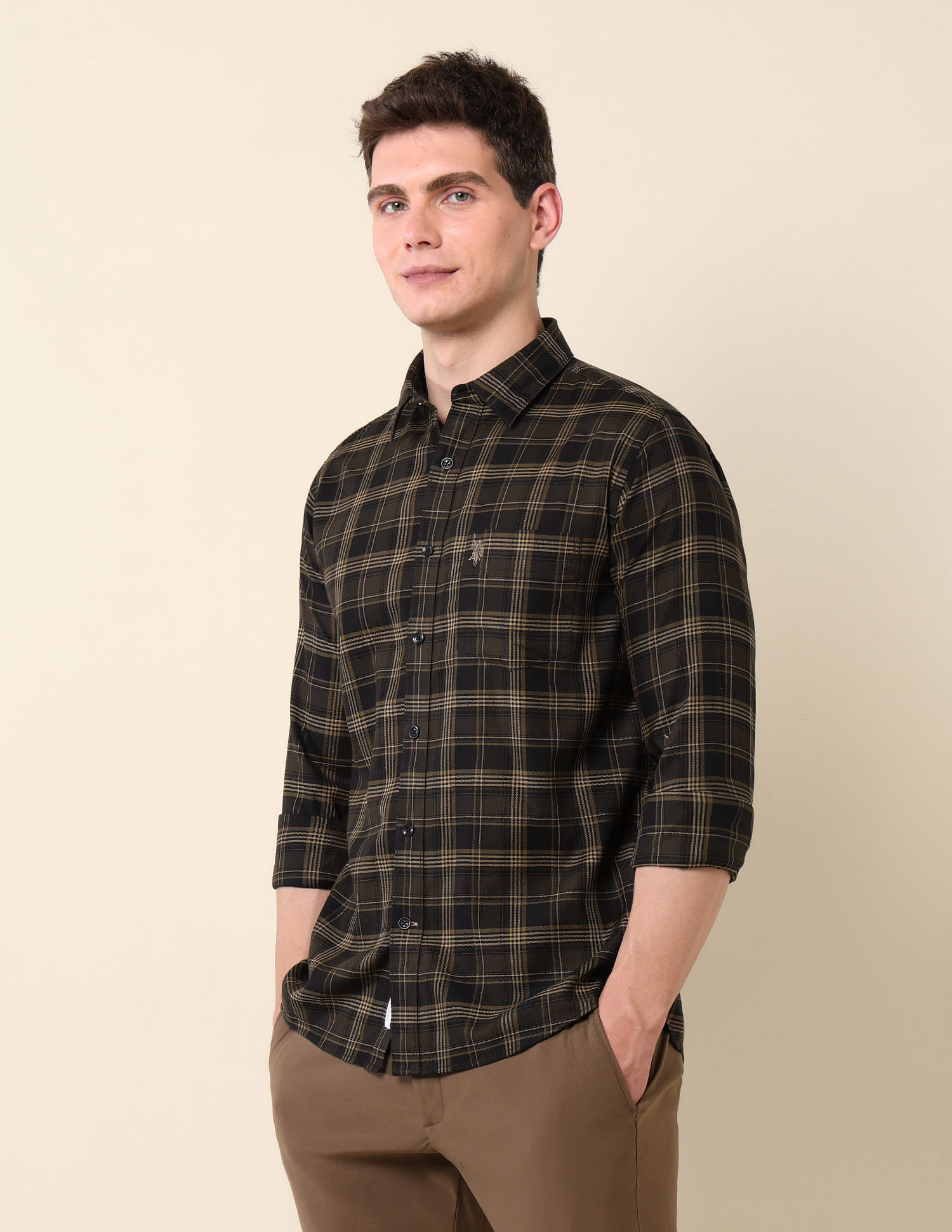 U.S. Polo Assn. Grid Tattersall Checked Pure Cotton Shirt