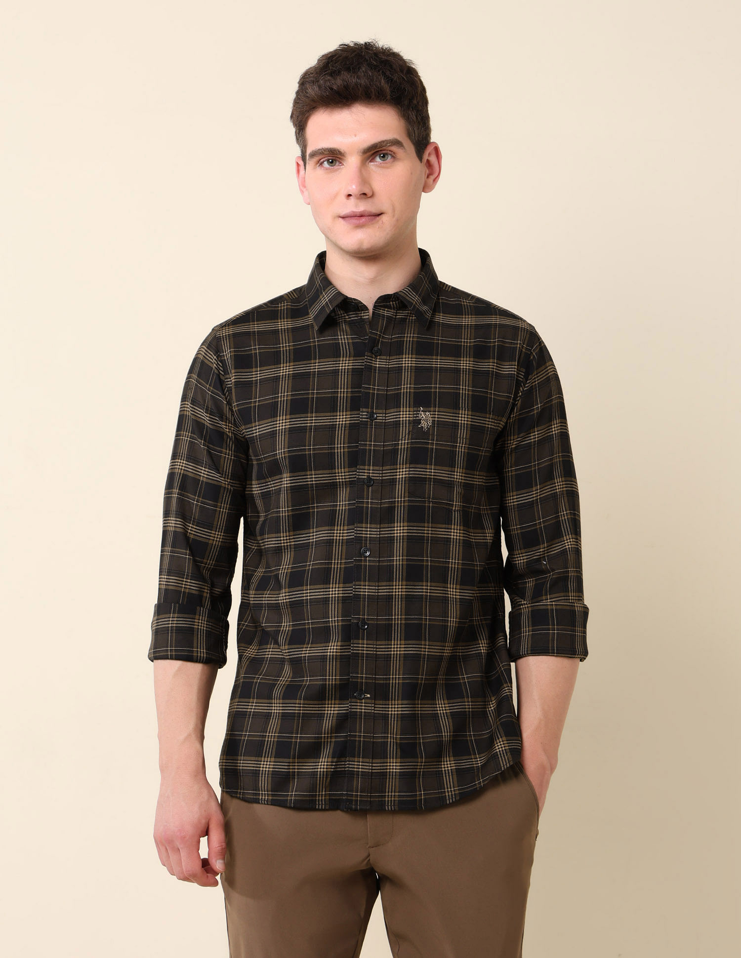 U.S. Polo Assn. Grid Tattersall Checked Pure Cotton Shirt