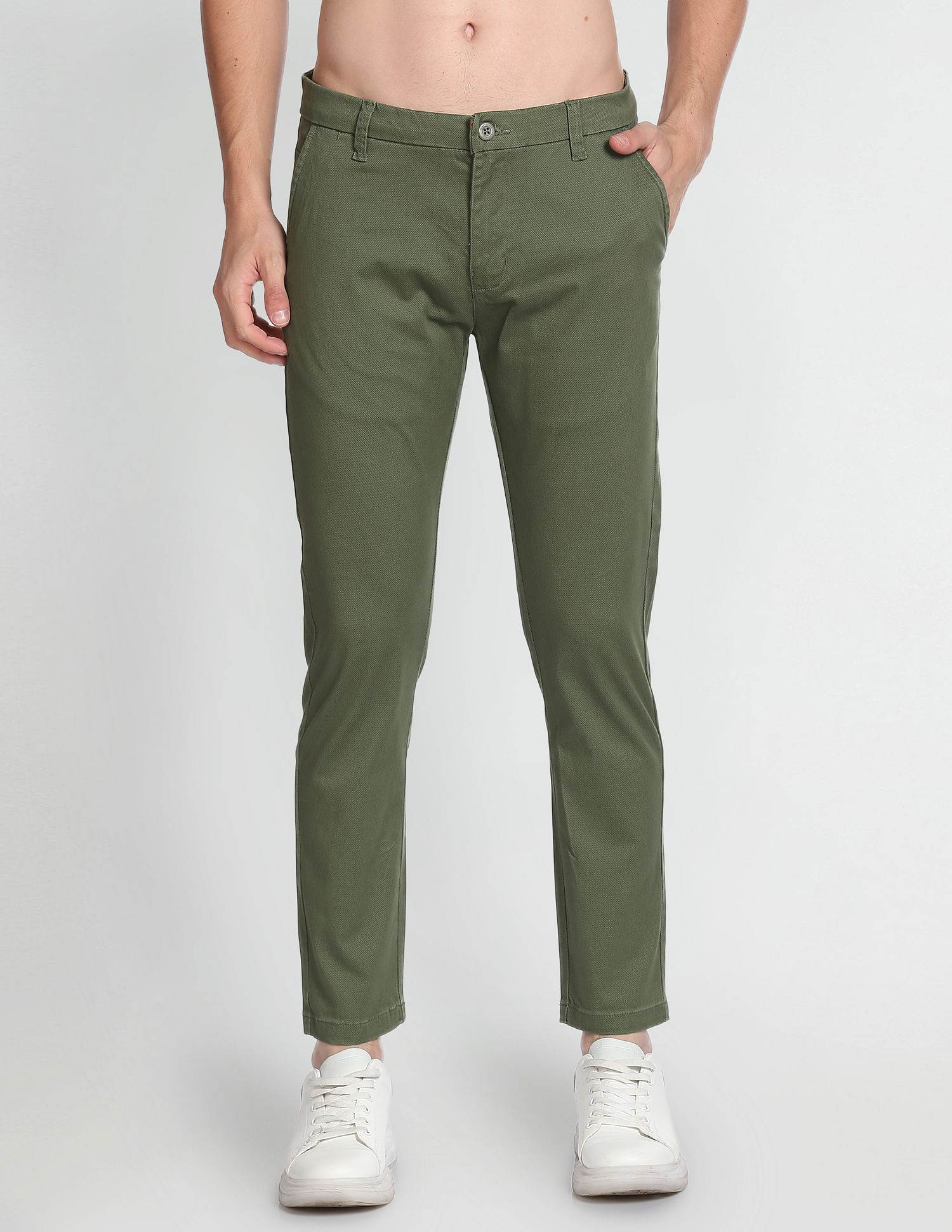 Flying Machine Twill Geometric Print Trousers