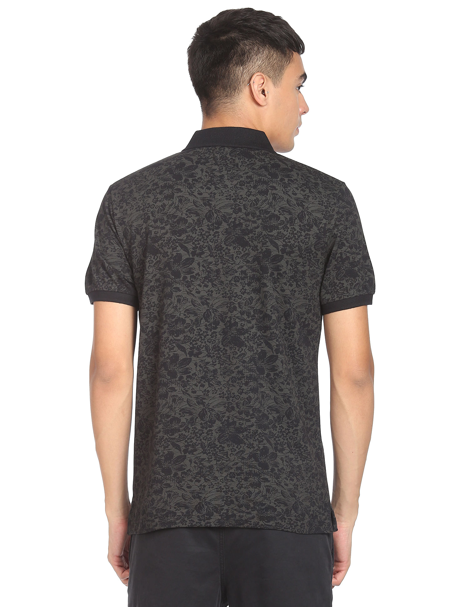 Flying Machine All Over Floral Print Cotton Polo Shirt