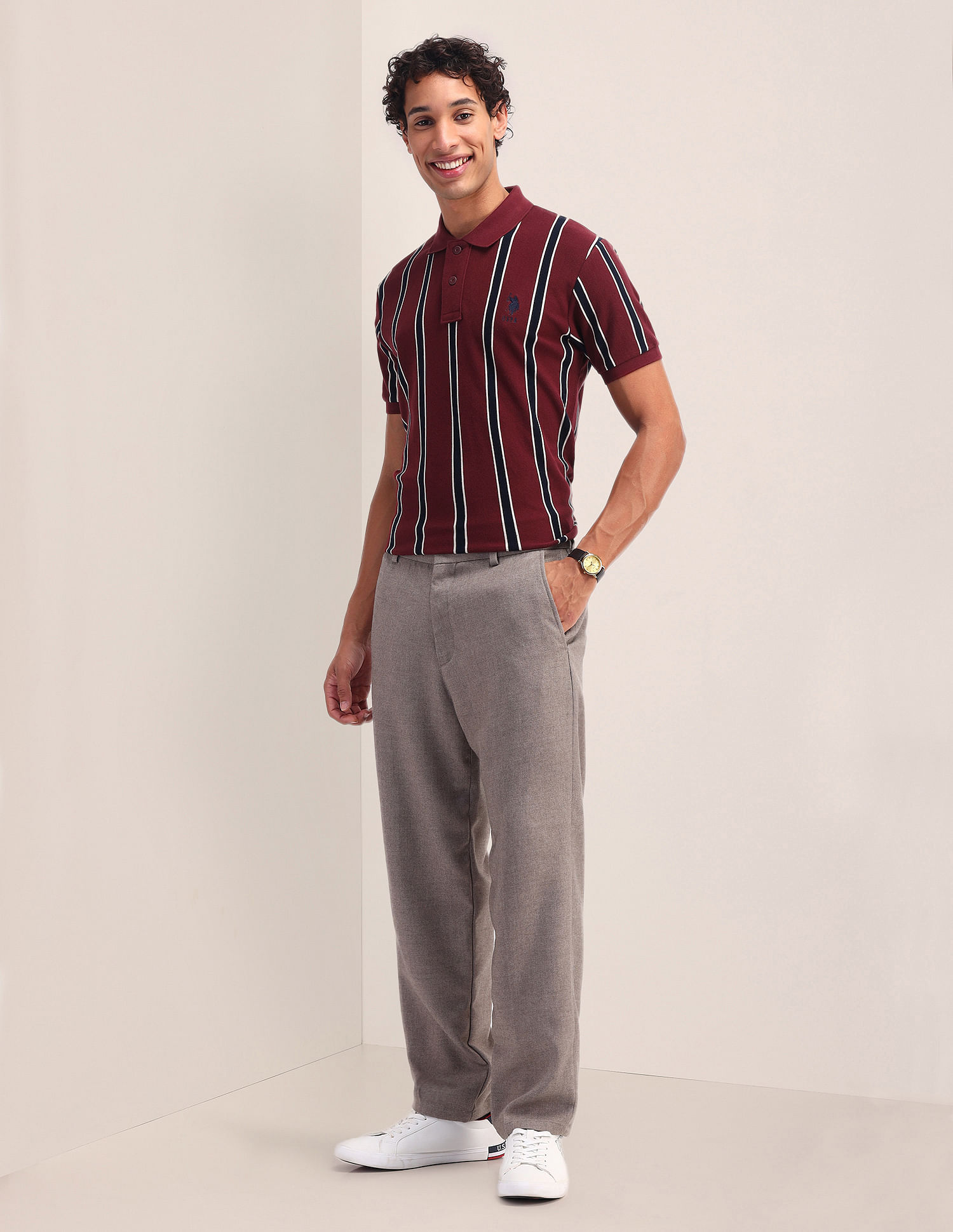 U.S. Polo Assn. Vertical Striped Slim Fit Polo Shirt