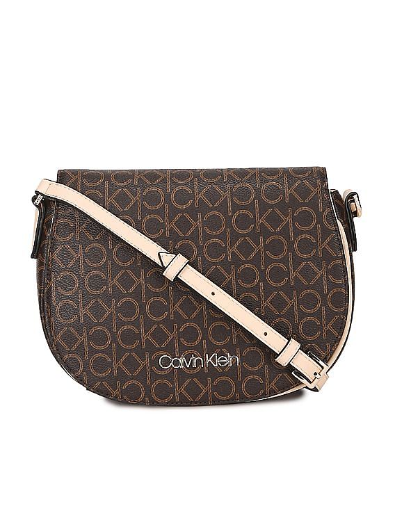 Buy Calvin Klein Women Brown Adjustable Strap Monogram Sling Bag 