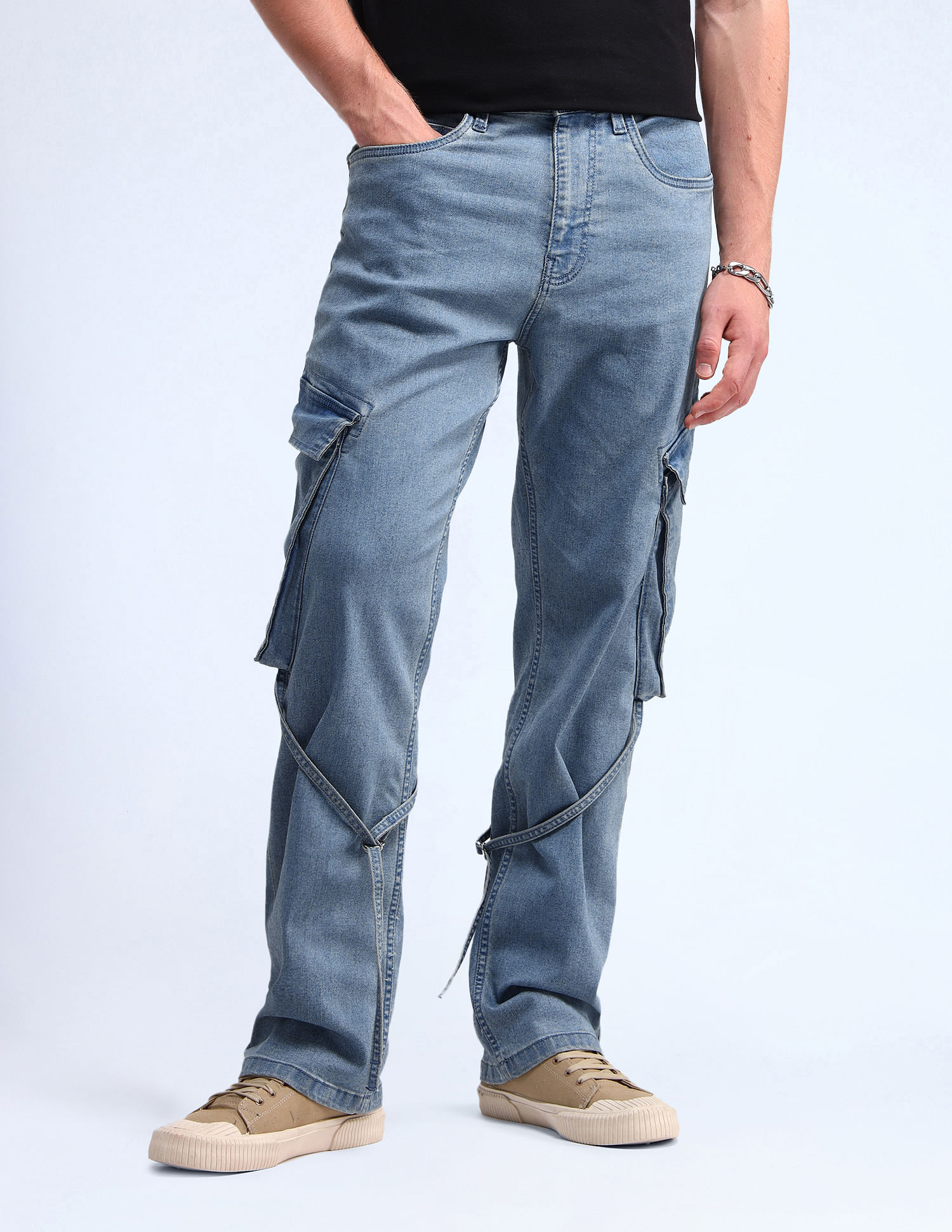 Flying Machine Cobain Loose Fit Blue Jeans