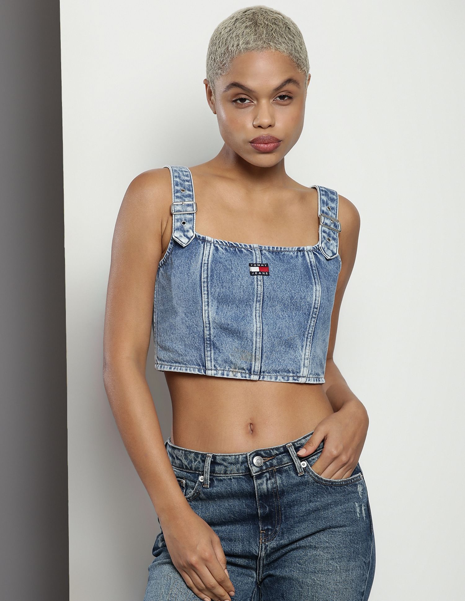 Tommy Hilfiger Denim Buckle Closure Top