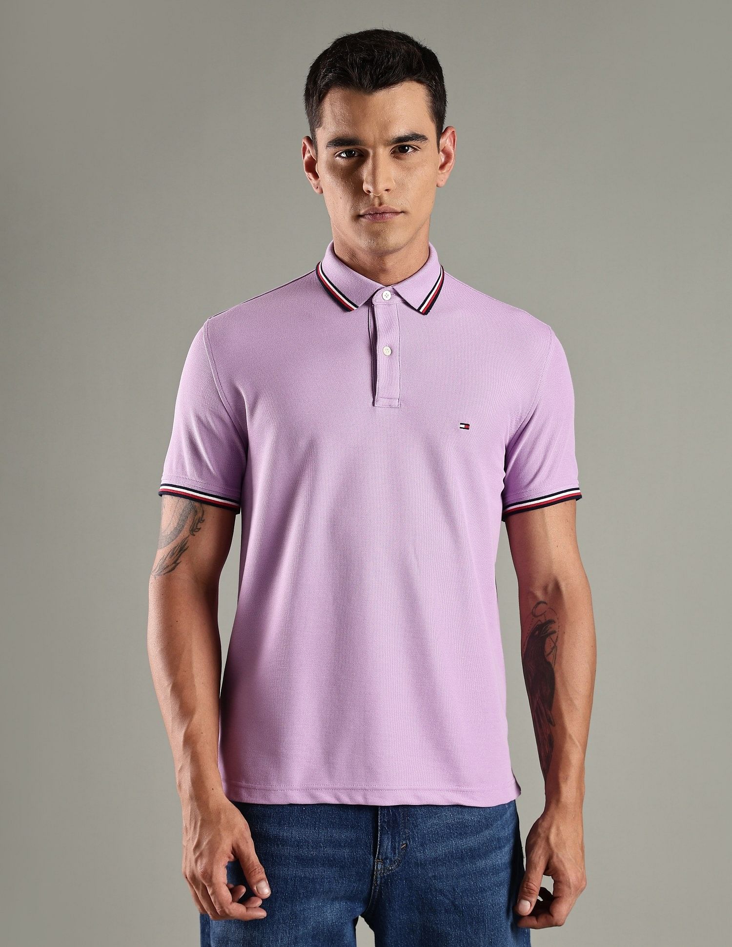 Tommy Hilfiger Solid Regular Fit Cotton Polo T-Shirt
