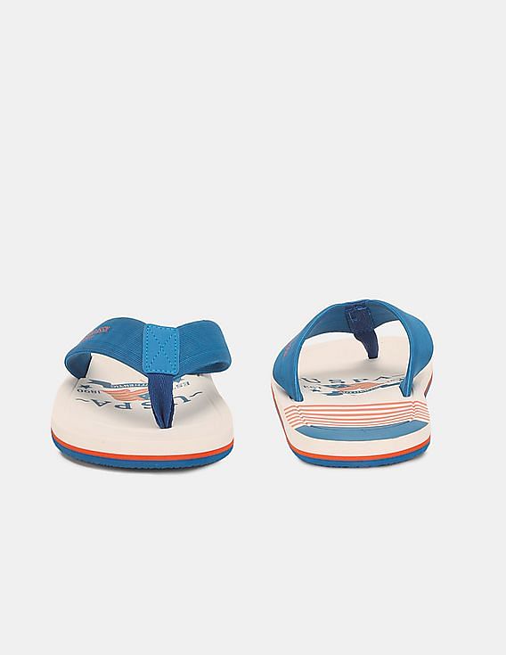 U.S. Polo Assn. Men V-Strap Striped Leon Flip Flops