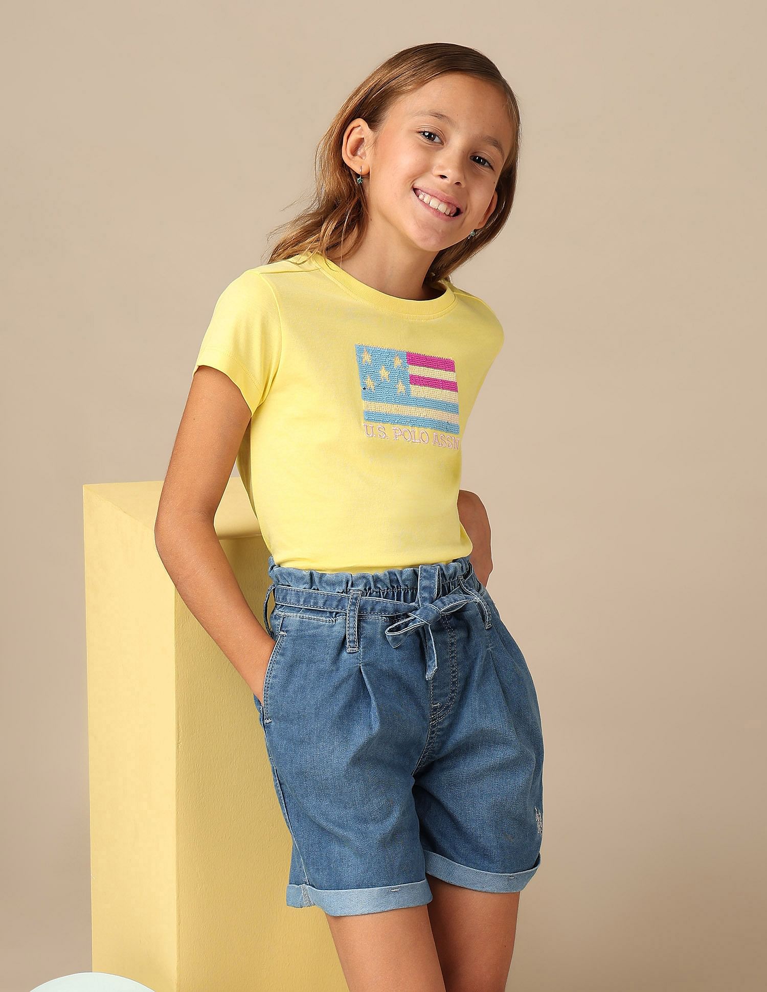 U.S. Polo Assn. Kids Girls Flip Sequins Relaxed Fit  T-Shirt
