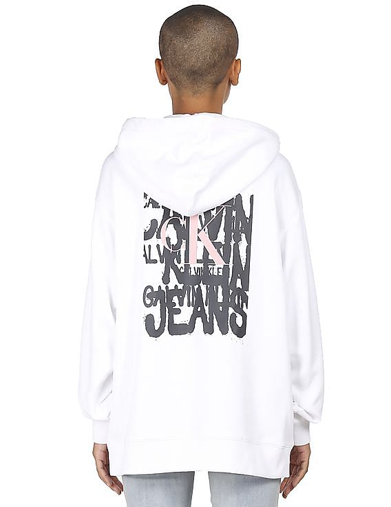 Buy Calvin Klein Women White Hooded Solid Sweatshirt - NNNOW.com