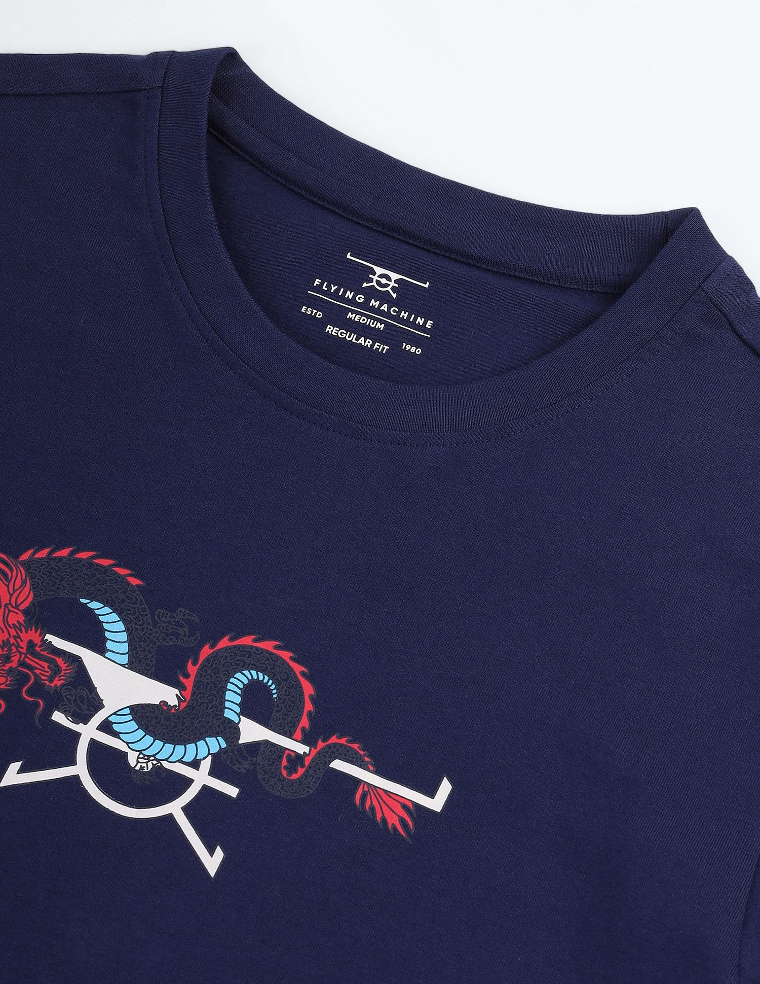 Flying Machine Dragon Logo Cotton T-Shirt