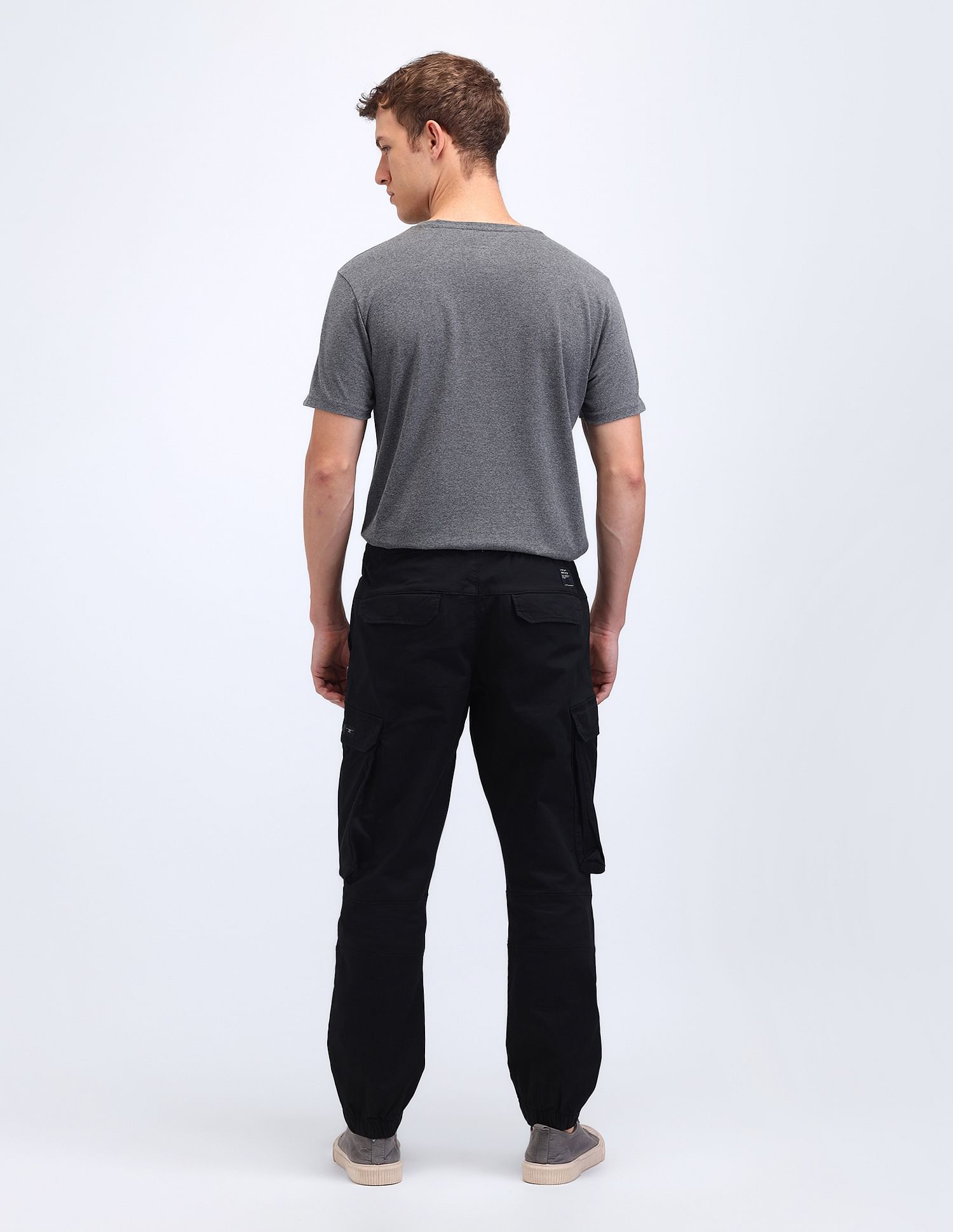 Flying Machine Jogger Fit Solid Cargo Trousers