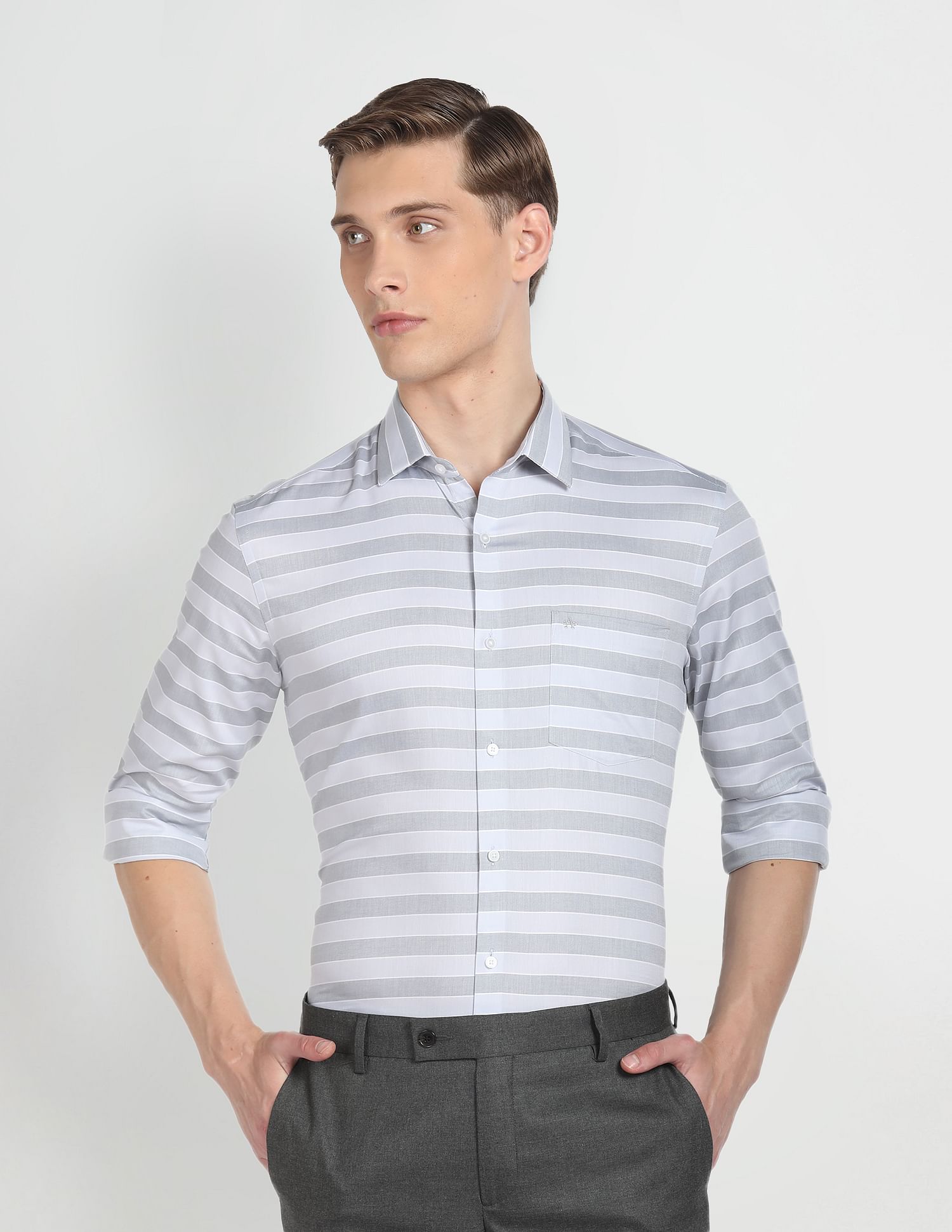 Arrow Newyork Horizontal Stripe Cotton Shirt