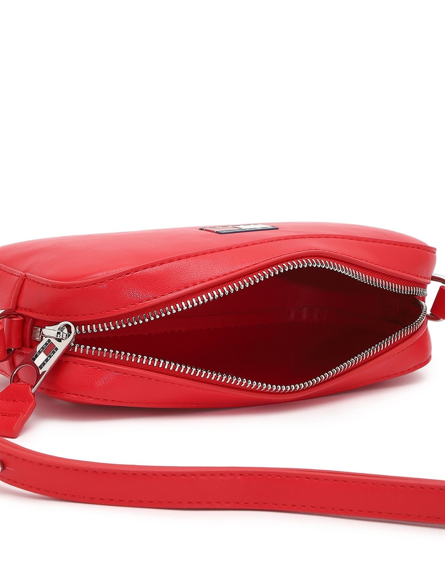 Tommy Hilfiger Solid Red Pu Shoulder Bag