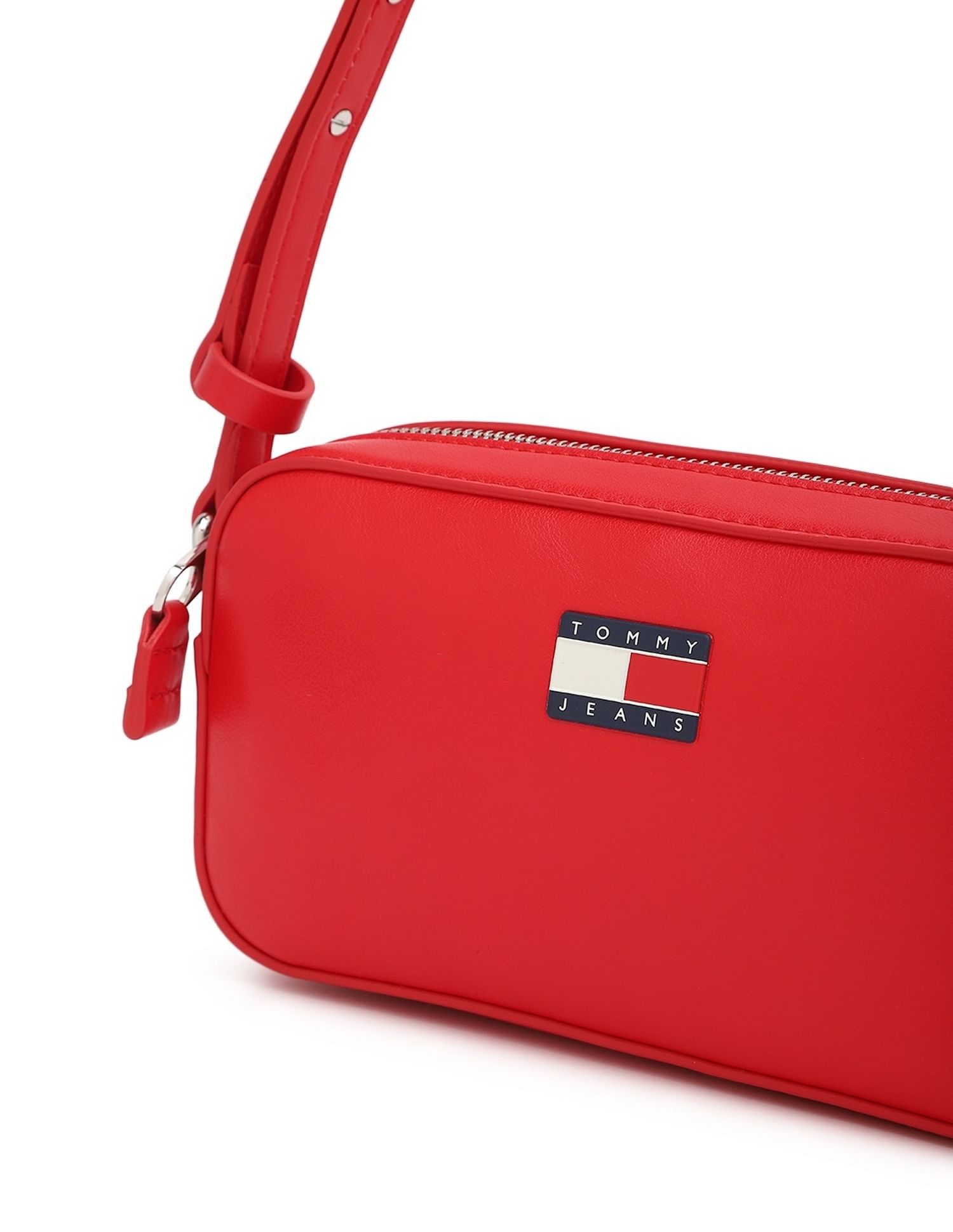 Tommy Hilfiger Solid Red Pu Shoulder Bag