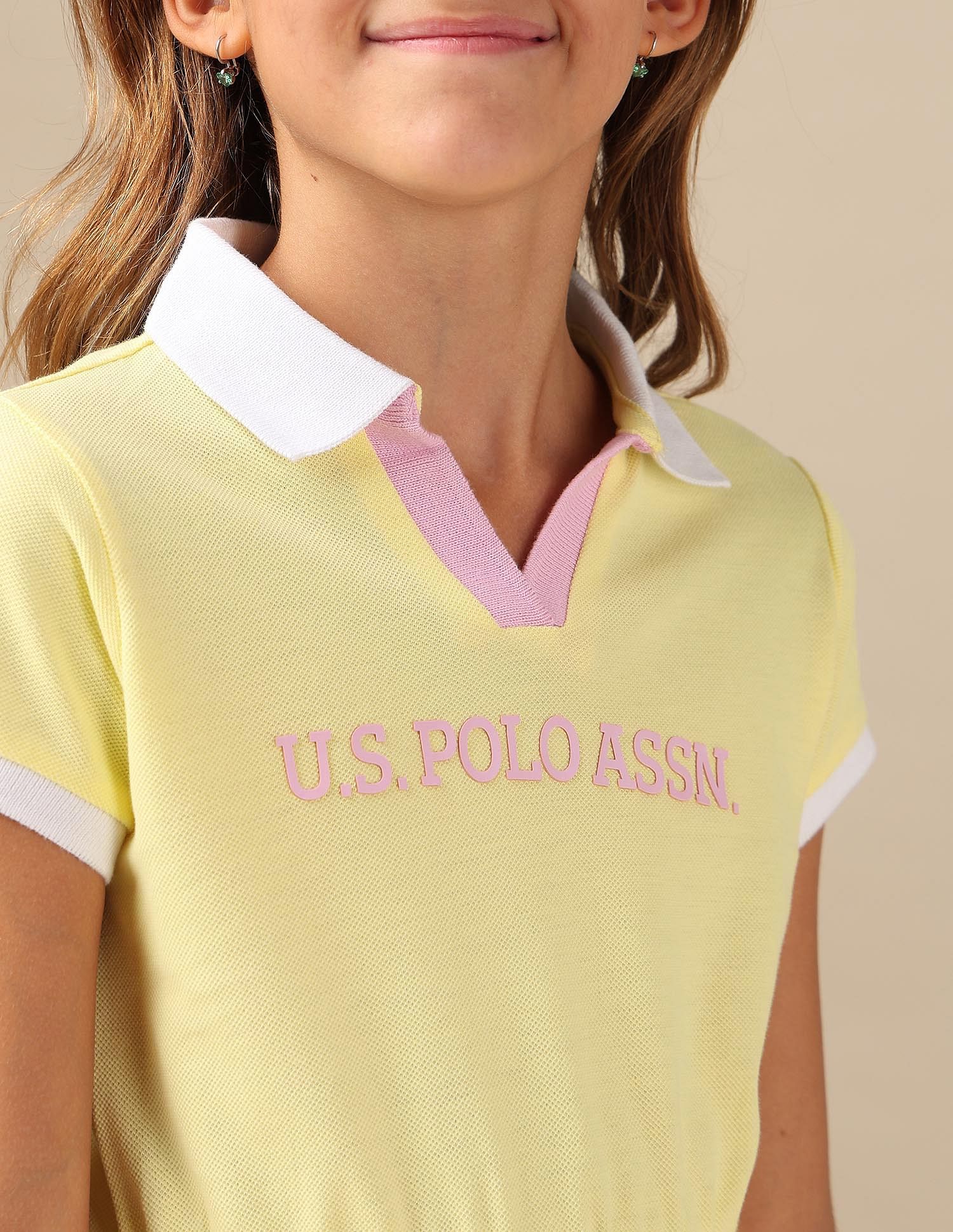U.S. Polo Assn. Kids Girls Brand Printed Polo Dress