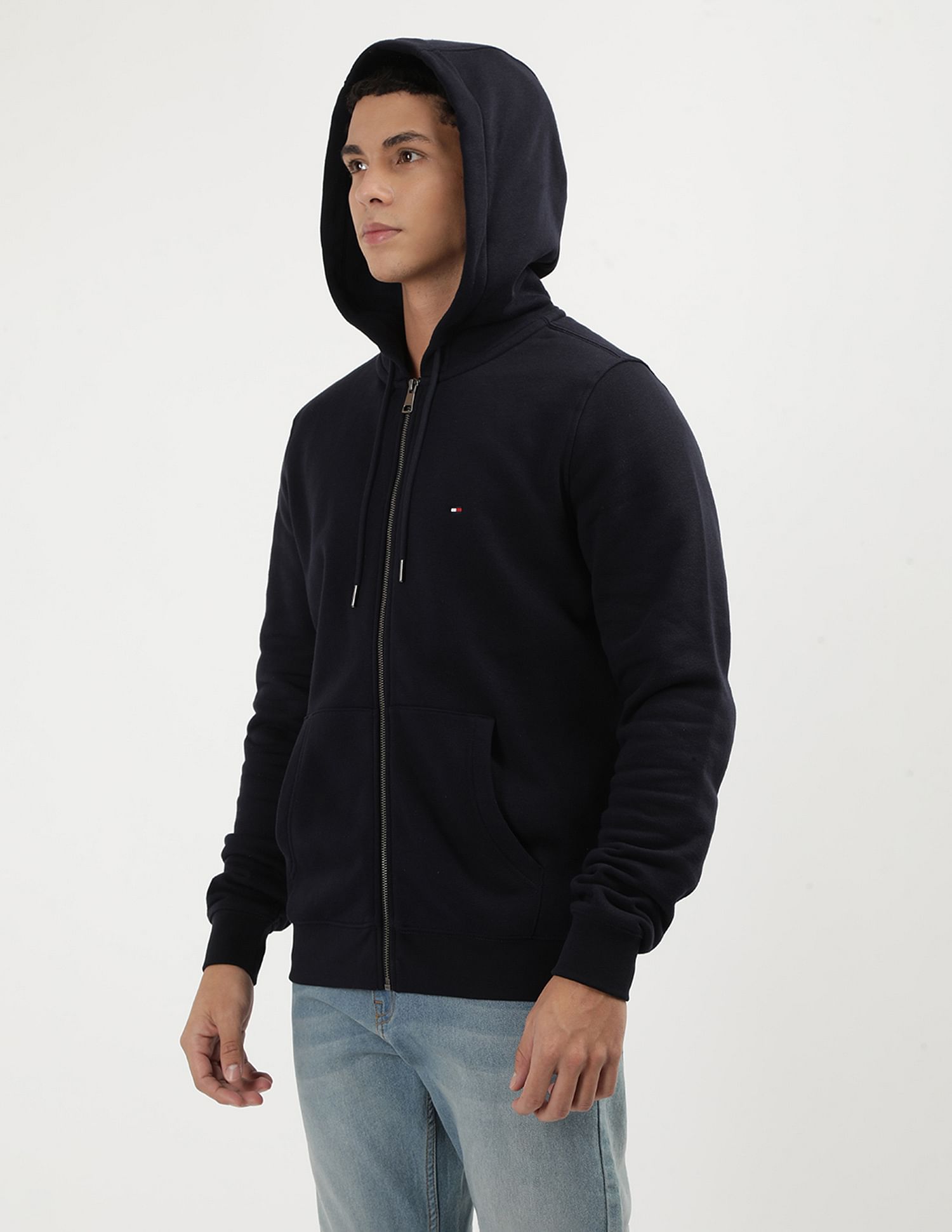 Tommy Hilfiger Flag Logo Zip Through Hooded Sweatshirt