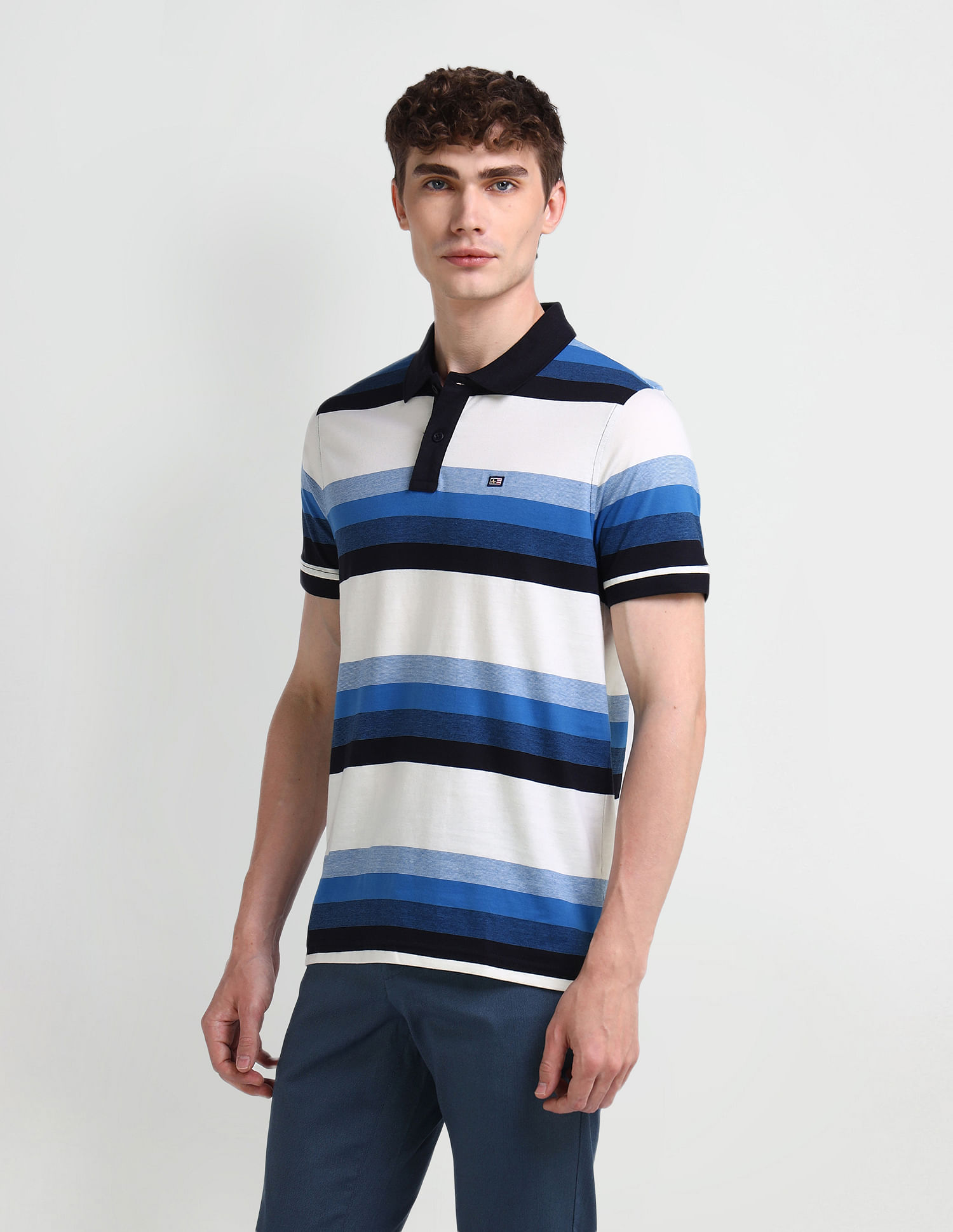 Arrow Sport Horizontal Striped Cotton Polo Shirt