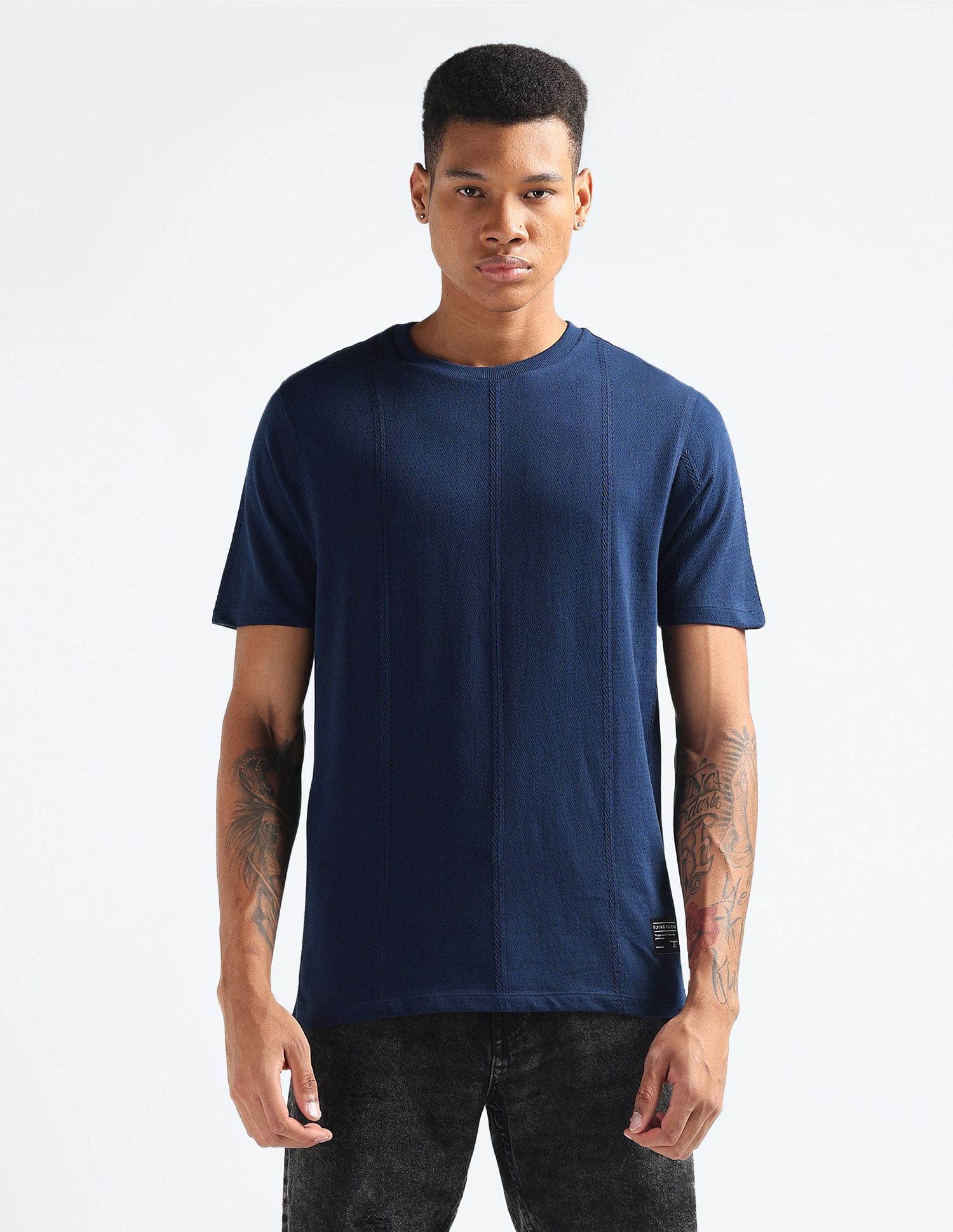 Flying Machine Patterned Knit Stripe T-Shirt