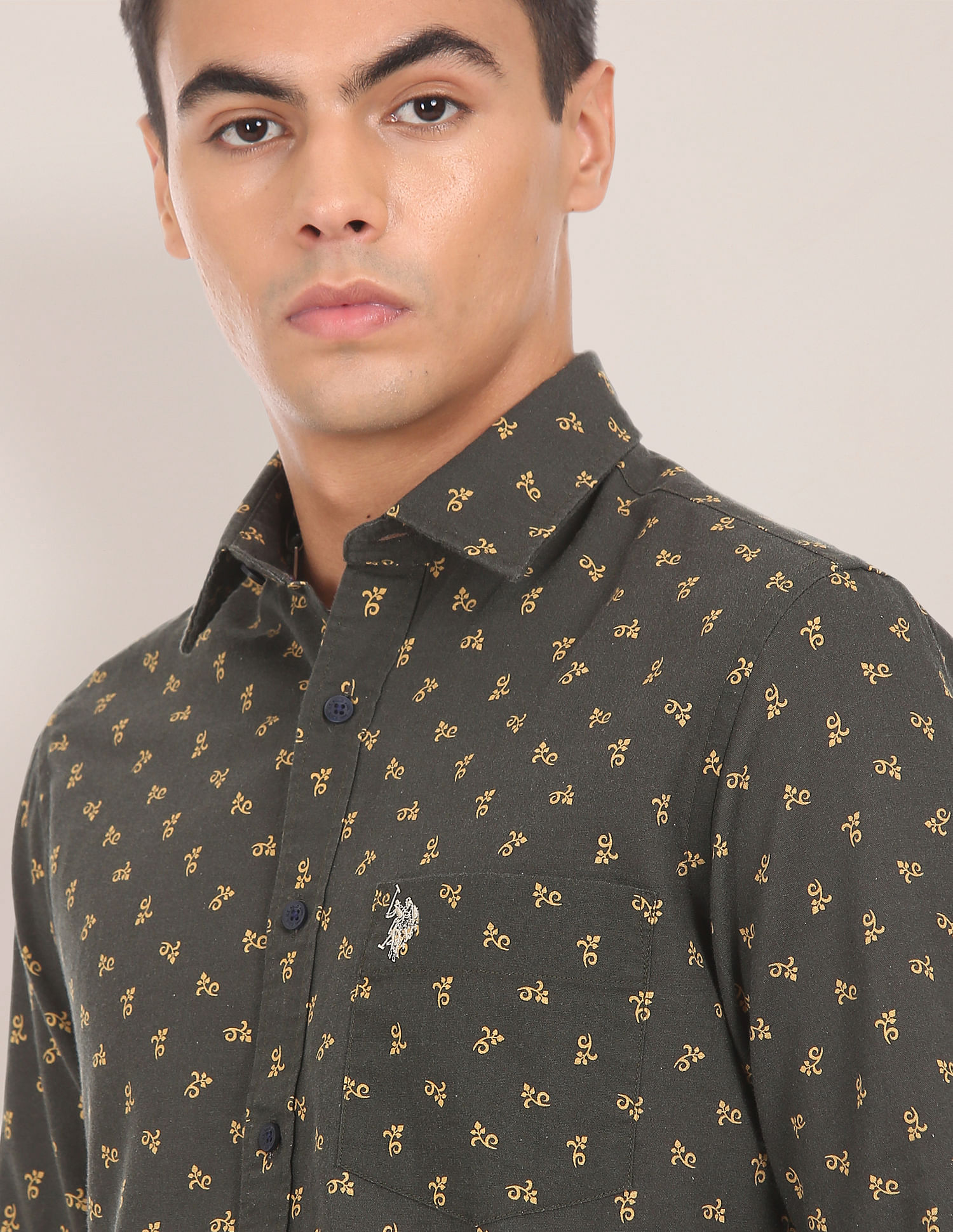 U.S. Polo Assn. Spread Collar Printed Casual Shirt