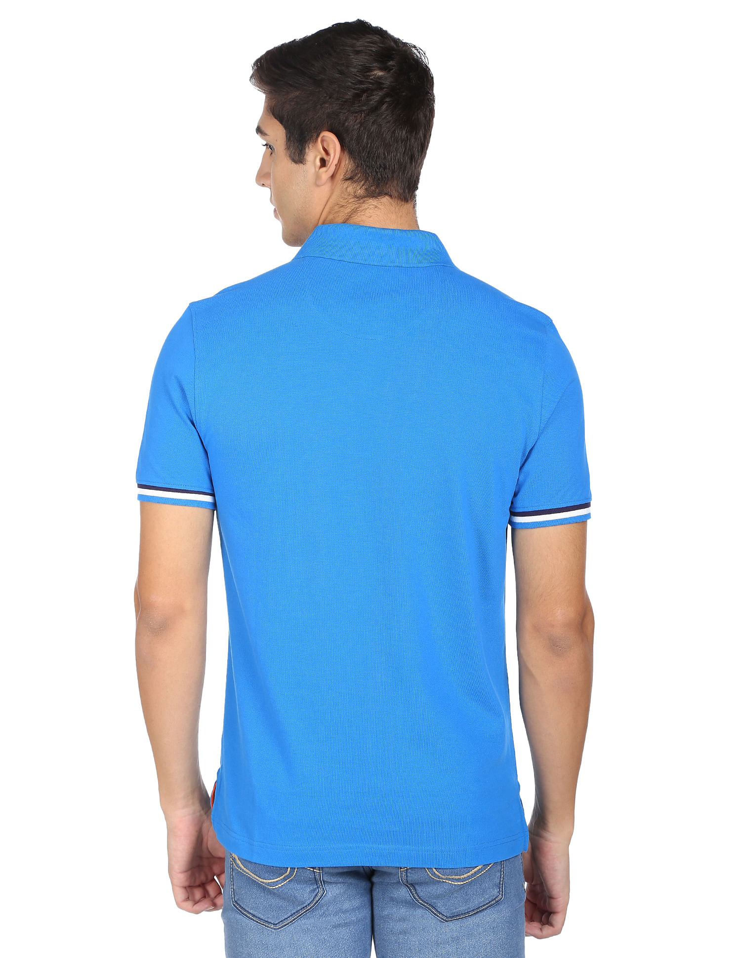 AD by Arvind Modern Solid Pique Polo Shirt
