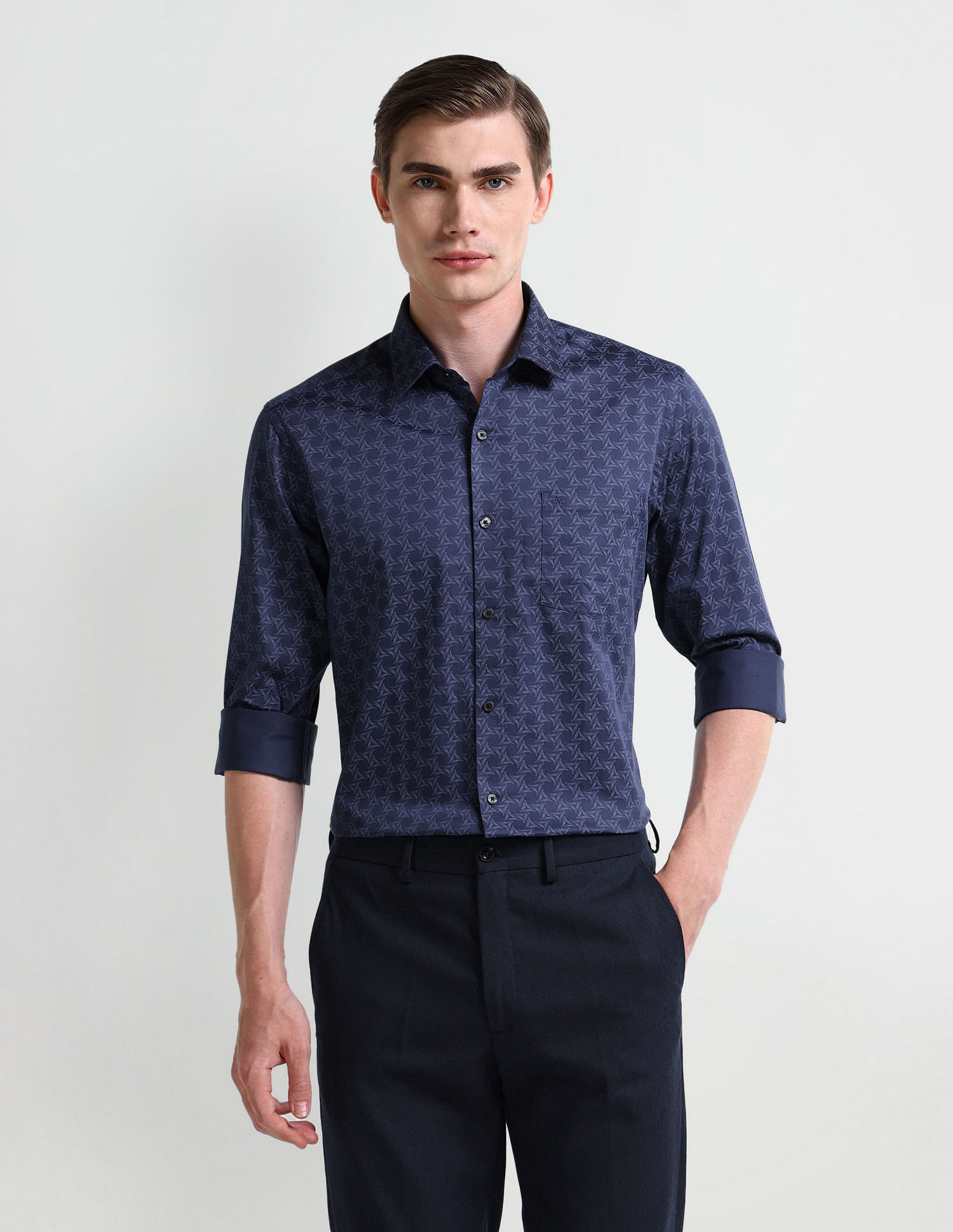 Arrow Geometric Print Satin Shirt
