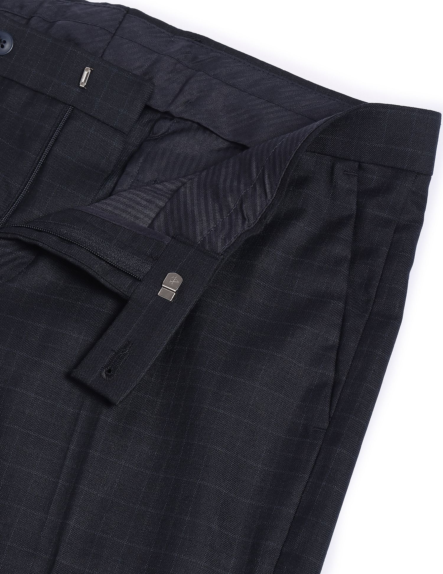 Arrow Mid Rise Grid Tattersall Check Trousers