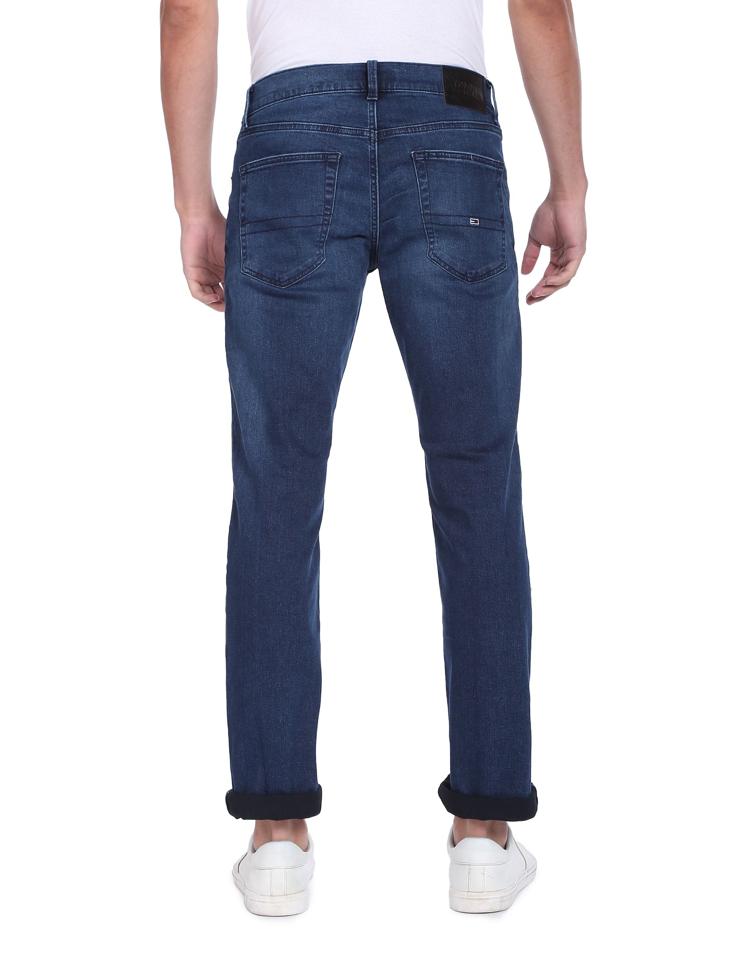 Tommy Hilfiger Men Dark Blue Stone Wash Scanton Slim Fit Jeans