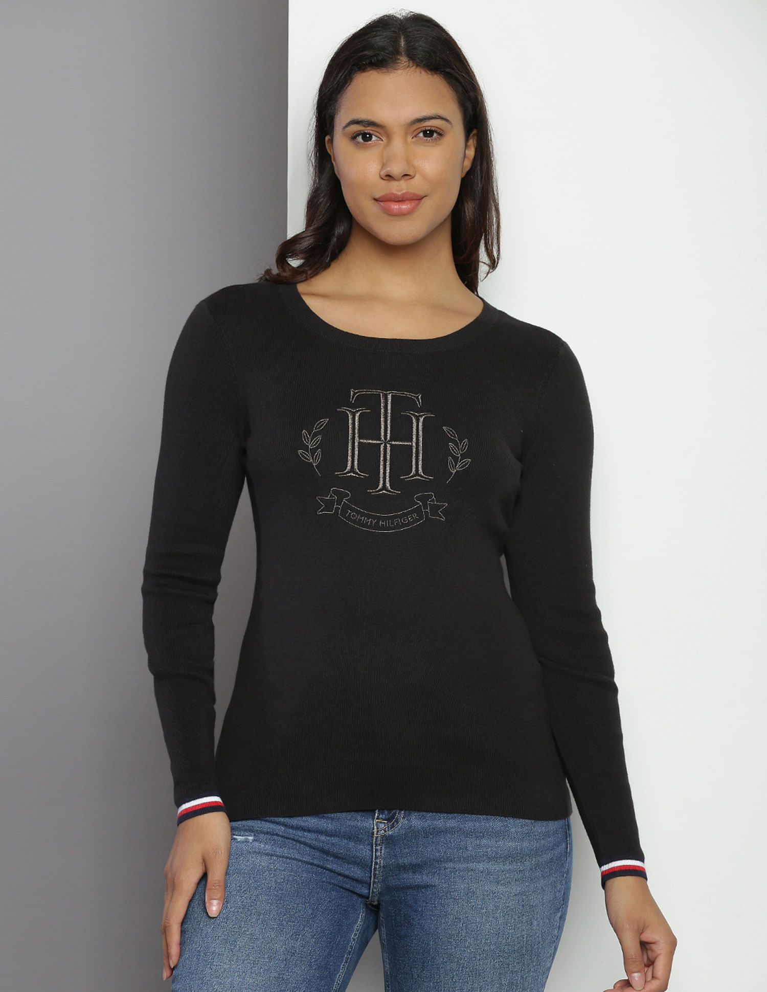 Tommy Hilfiger Luna Embroidered Logo Cotton Sweater