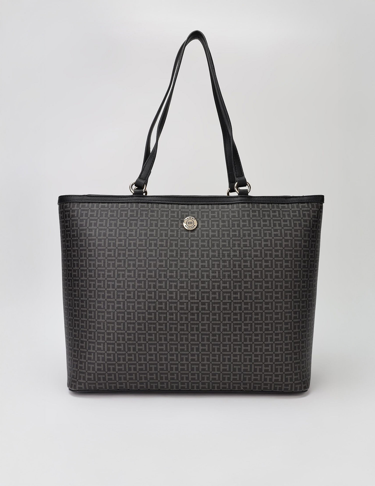 Tommy Hilfiger Logo Black Pvc Tote Bag