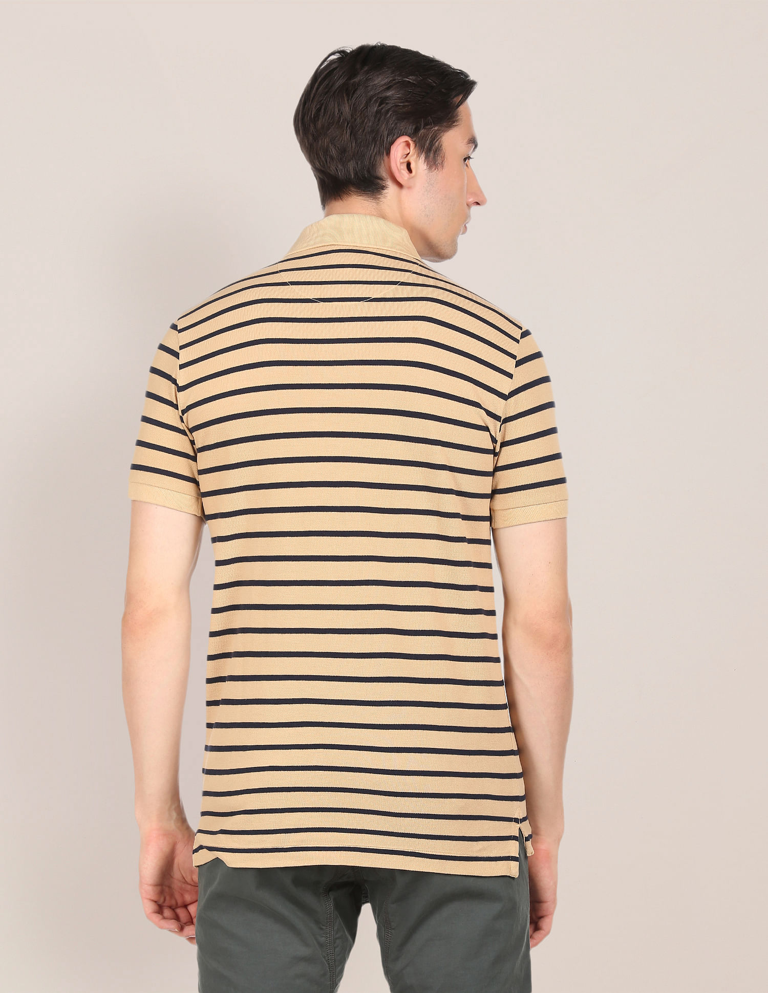 U.S. Polo Assn. Ribbed Collar Striped Polo Shirt
