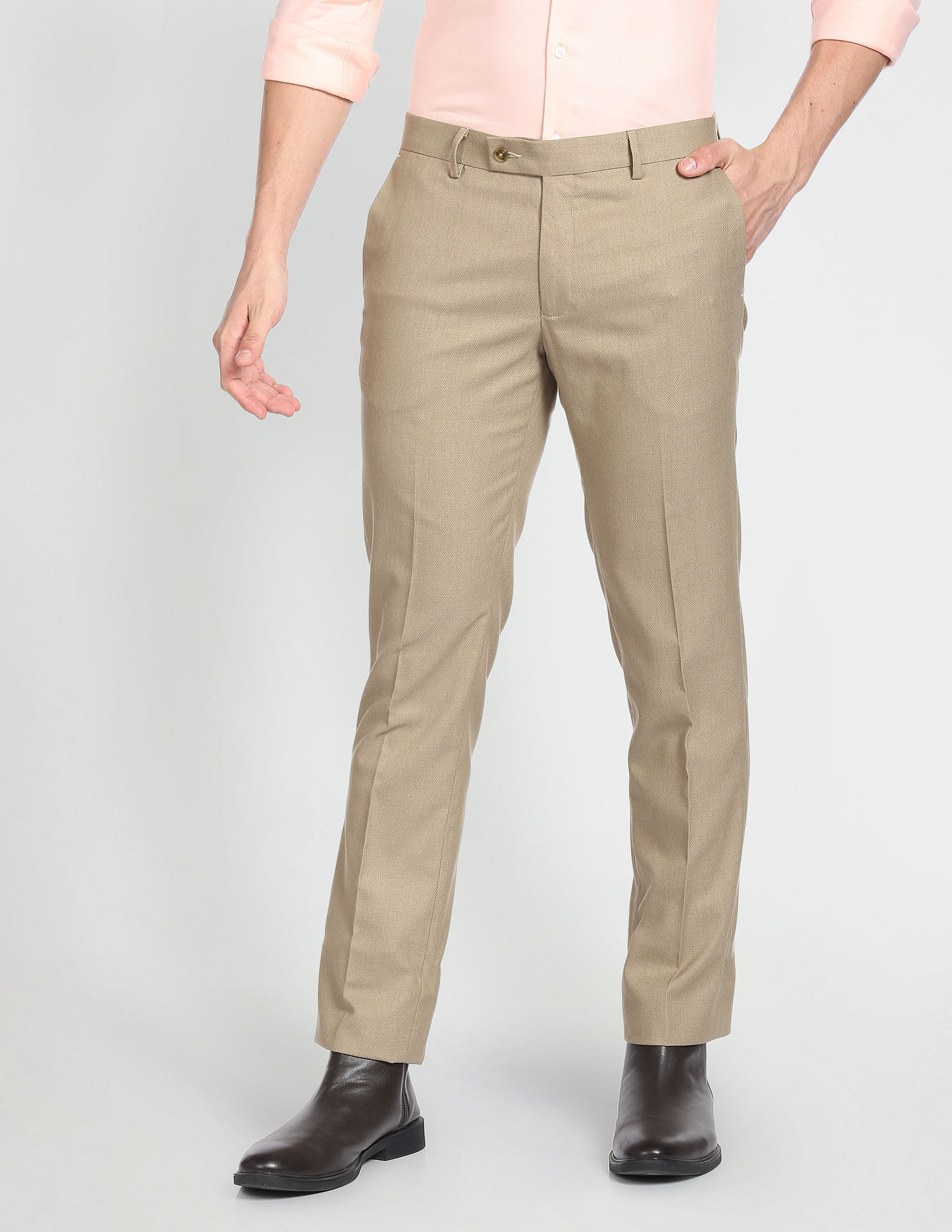 Buy Arrow New York Men Grey Super Slim Fit Solid Formal Trousers - Trousers  for Men 2154690 | Myntra