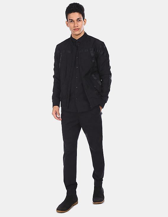 Flying Machine Tonal Tape Solid Bomber Jacket
