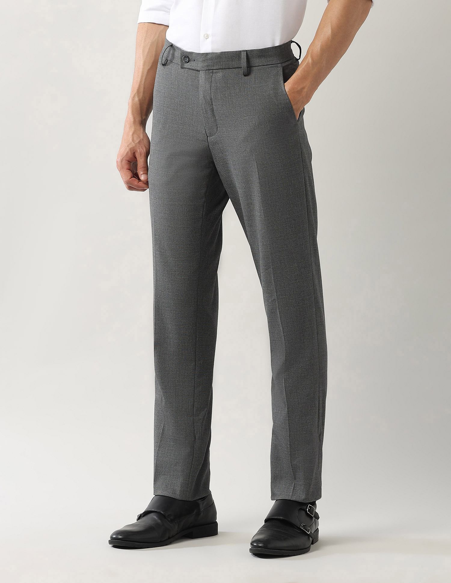 Arrow Solid Regular Fit Trousers