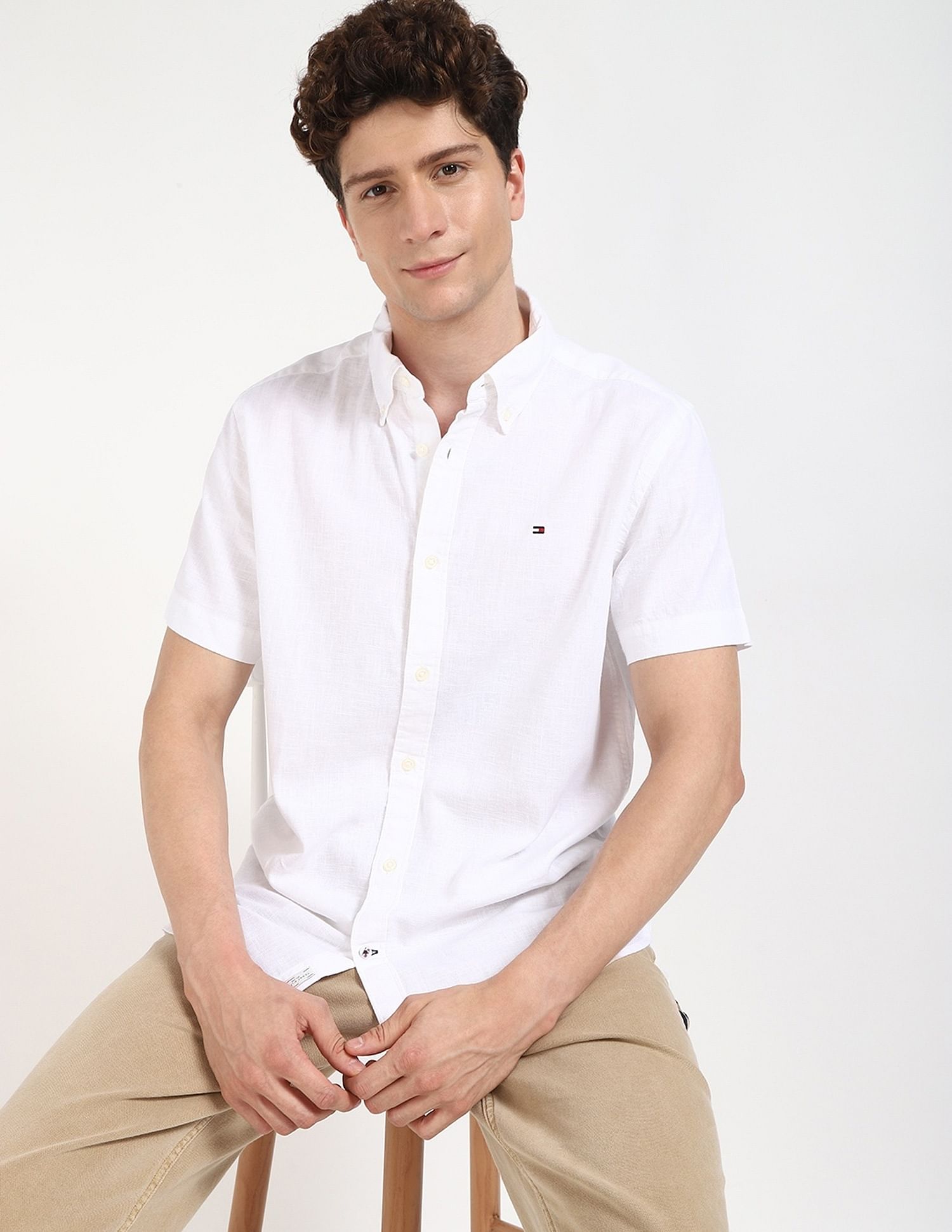 Tommy Hilfiger Solid Regular-Fit Linen Shirt