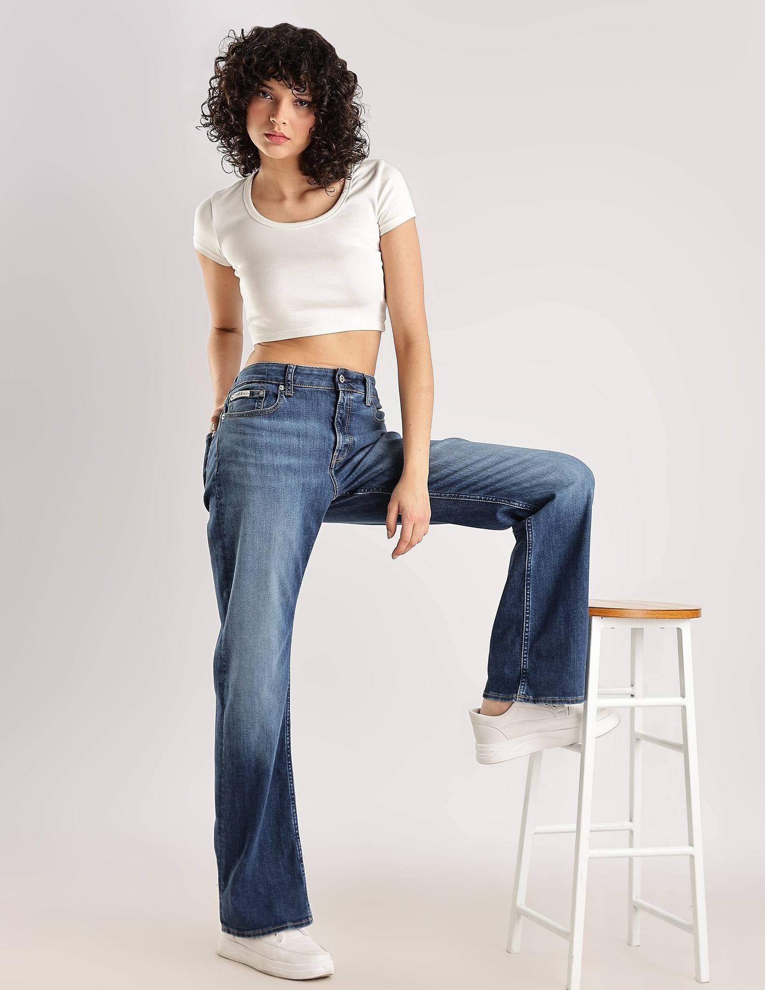 Calvin Klein Mid-Wash Relaxed-Fit High Rise Jeans