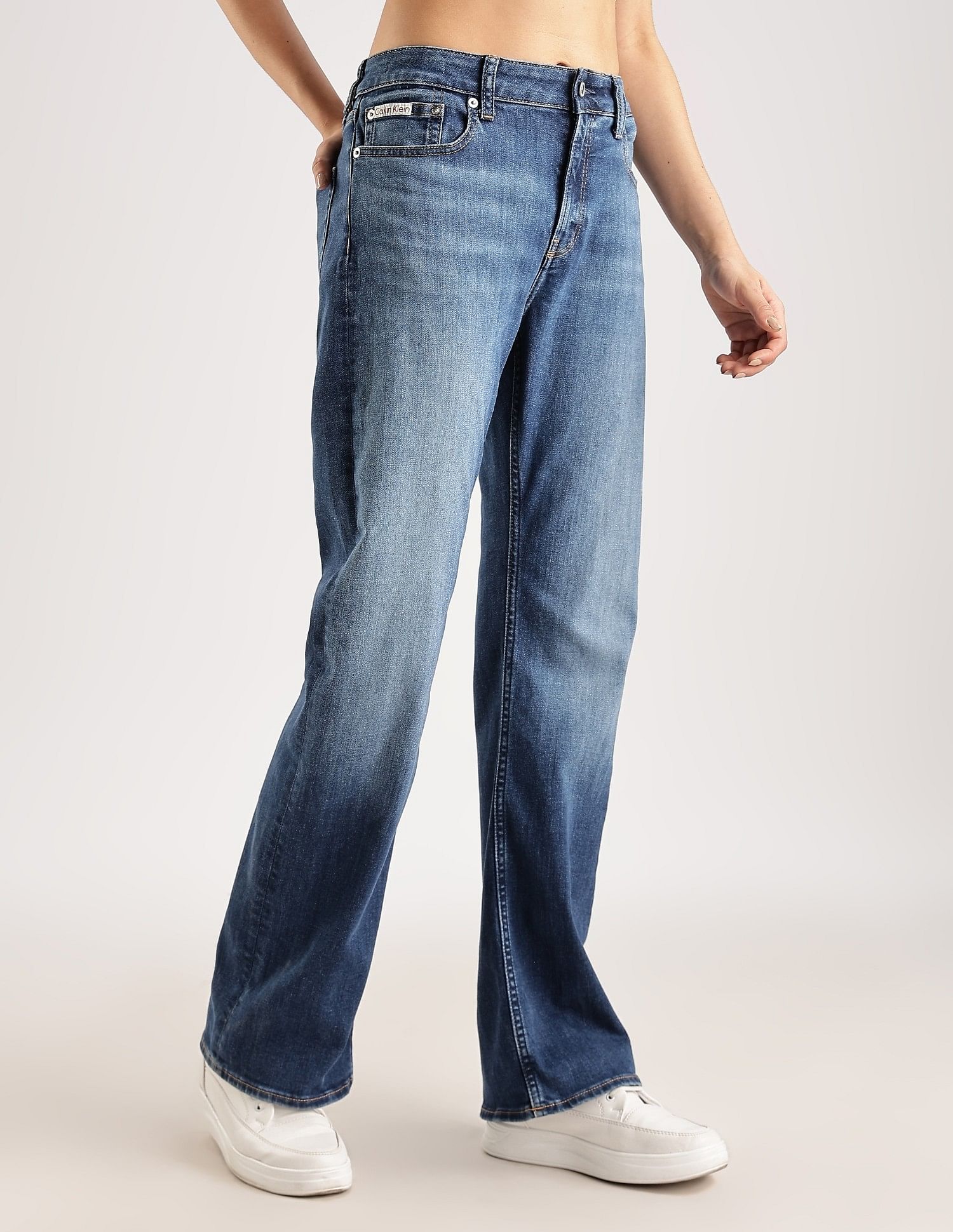 Calvin Klein Mid-Wash Relaxed-Fit High Rise Jeans