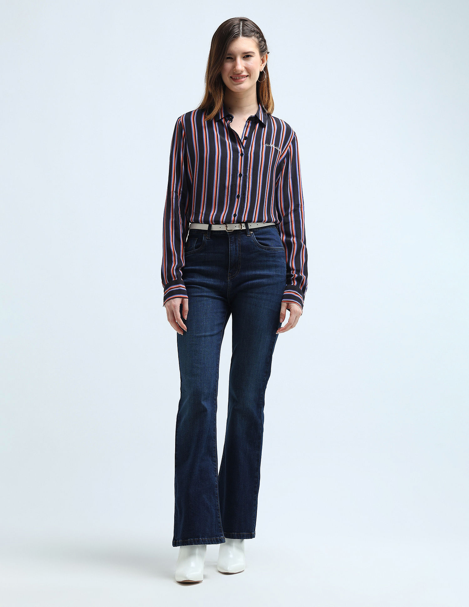 U.S. Polo Assn. Women Vertical Stripe Regular Fit Shirt