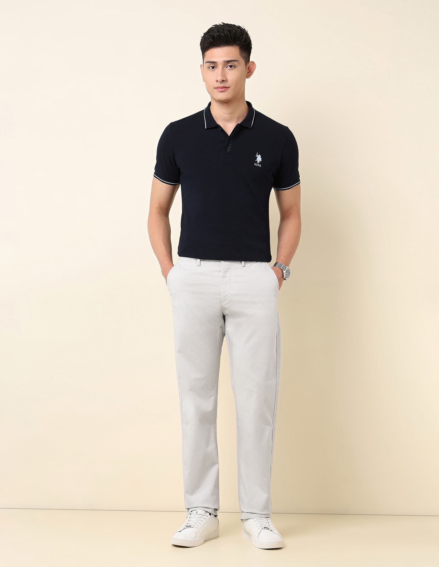 U.S. Polo Assn. Dobby Riley Straight Fit Trousers