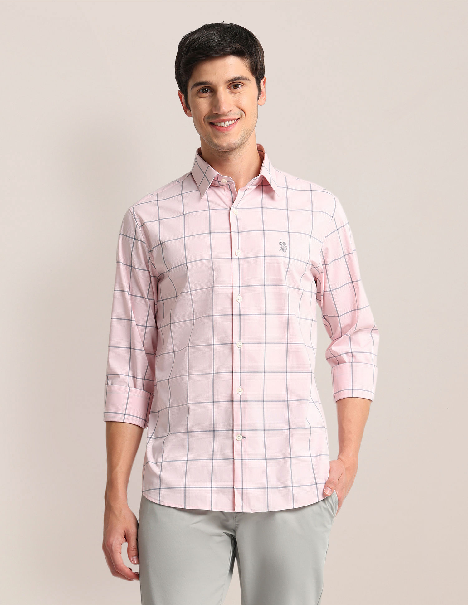 U.S. Polo Assn. Semi Cutaway Collar Tartan Check Shirt