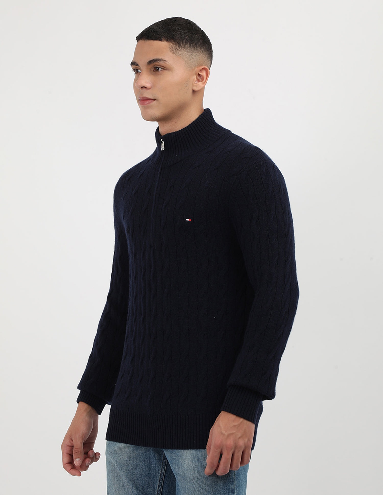 Buy Tommy Hilfiger Lambswool Cable Zip Mock Sweatshirt - NNNOW.com