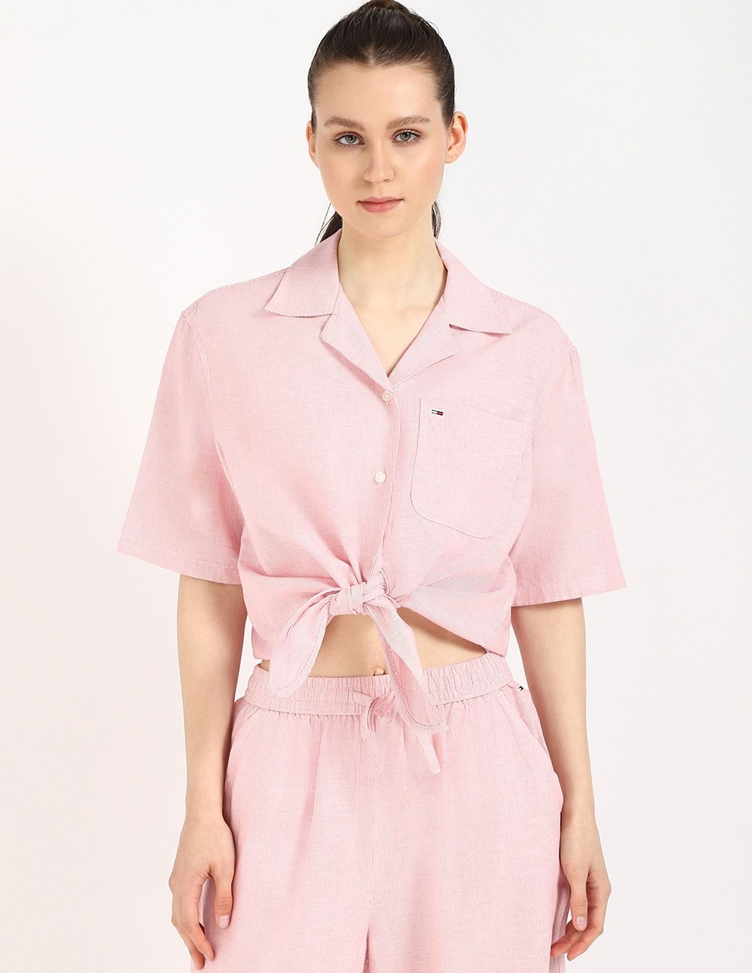 Tommy Hilfiger Solid Cropped Shirt