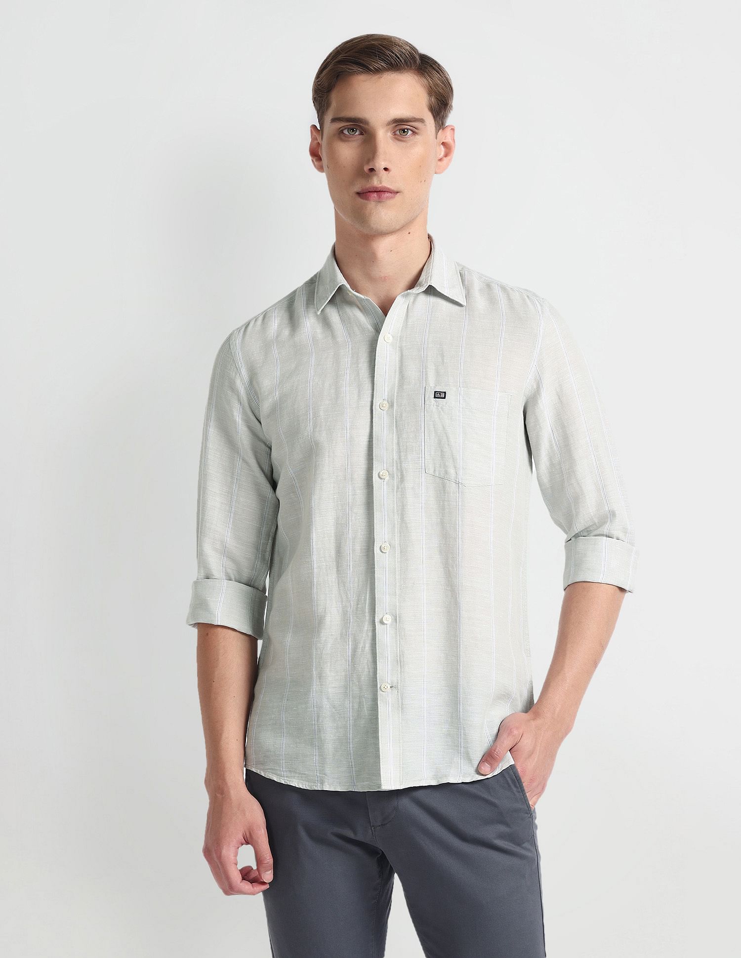 Arrow Sports Linen Slim Fit Shirt