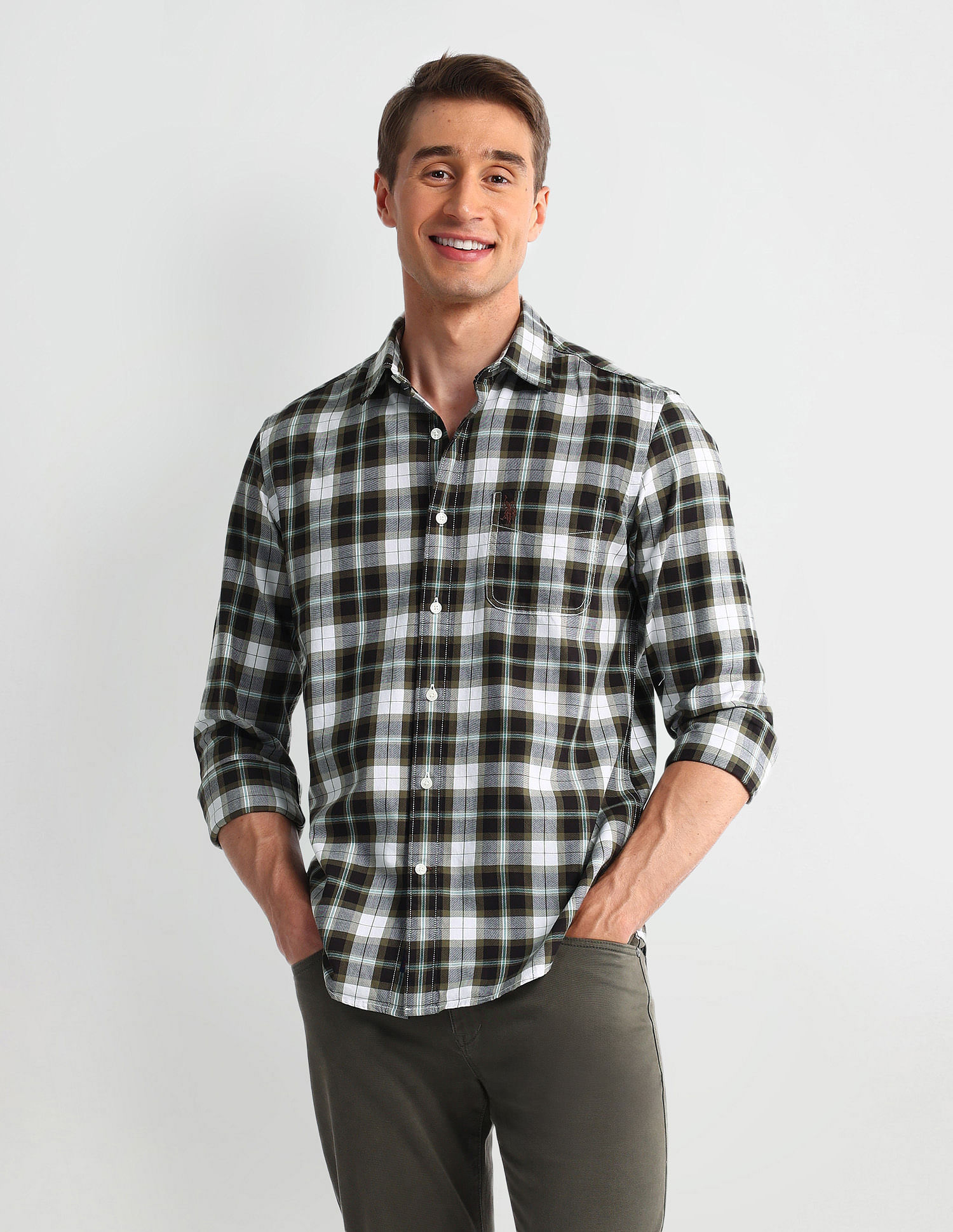 U.S. Polo Assn. Denim Co. Plaid Checked Slim Fit Shirt