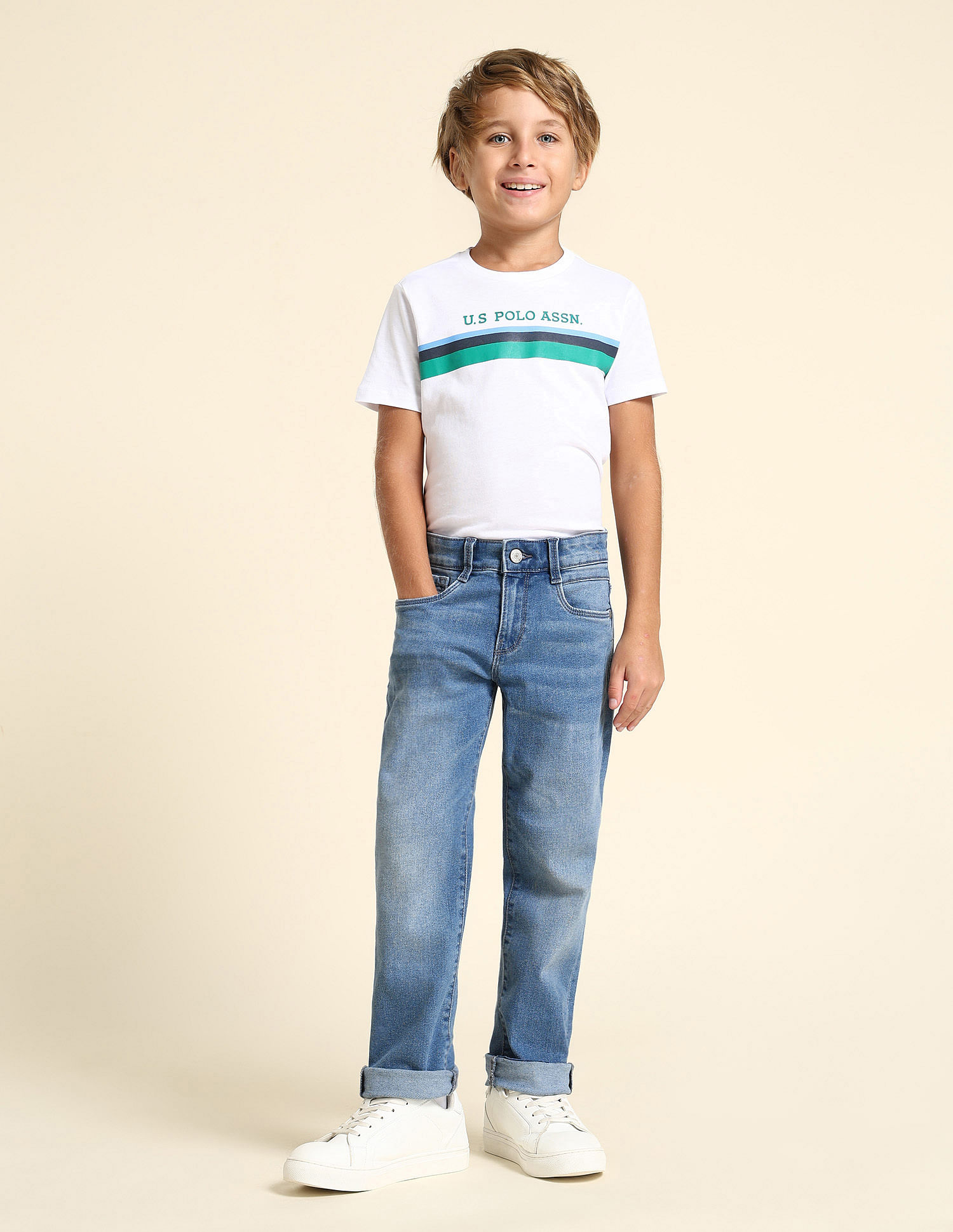 U.S. Polo Assn. Kids Boys Relaxed Fit Blue Jeans