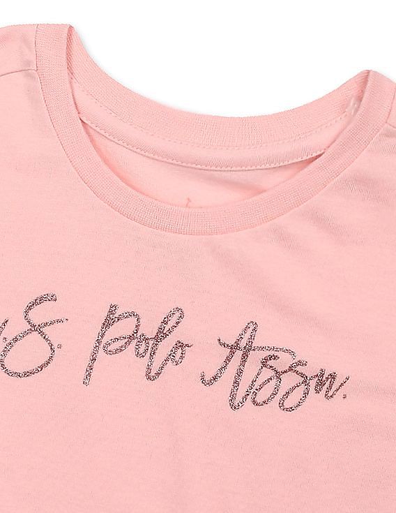 U.S. Polo Assn. Kids Girls Short Sleeve Cotton T-Shirt - Pack Of 2