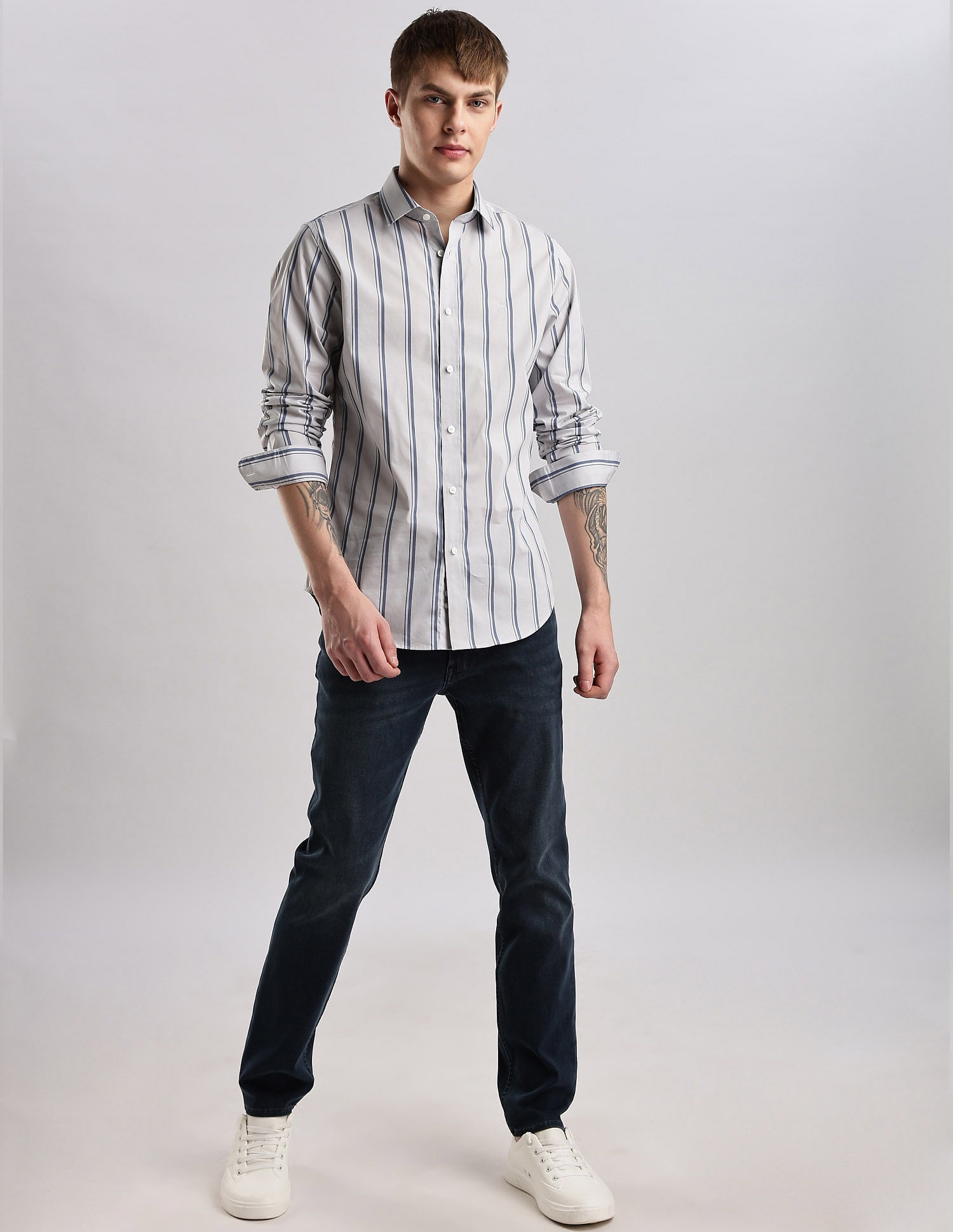 Calvin Klein Jeans Vertical Stripes Slim Fit Plain Woven Shirt