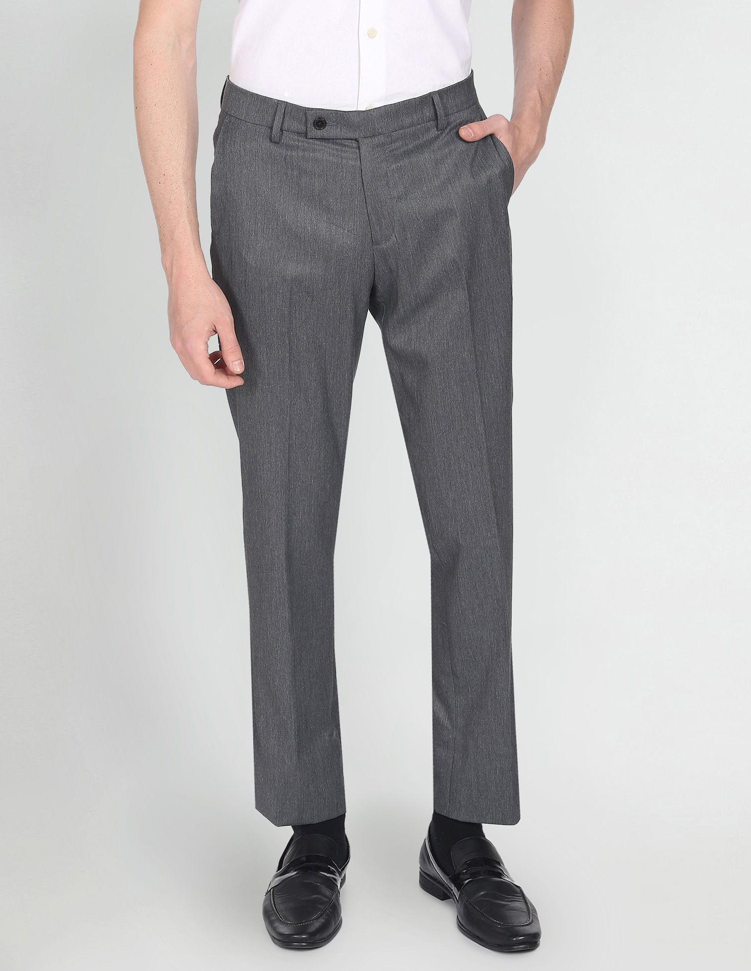 Buy Arrow Mid Rise Jackson Super Slim Fit Formal Trousers - NNNOW.com
