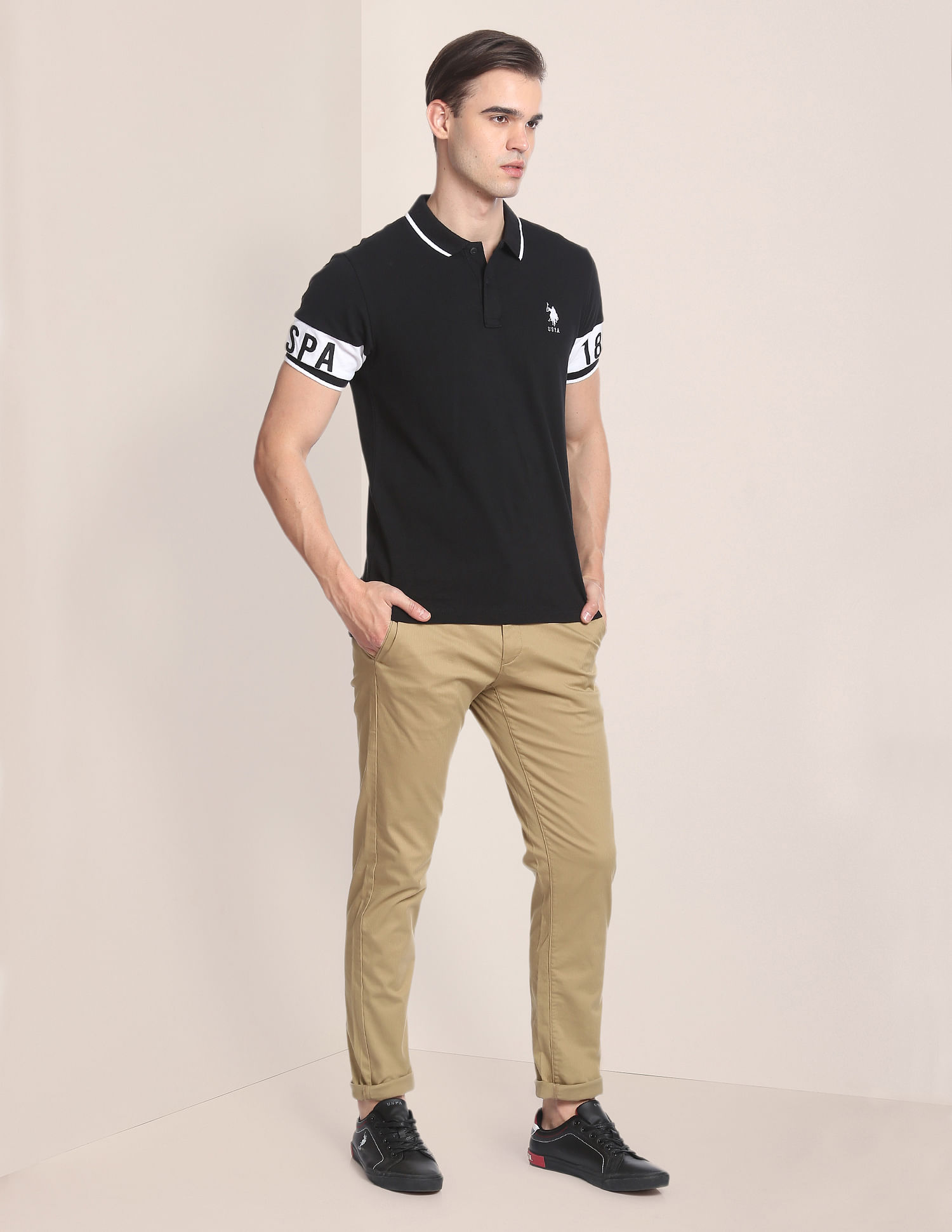 U.S. Polo Assn. Herringbone Textured Casual Trousers
