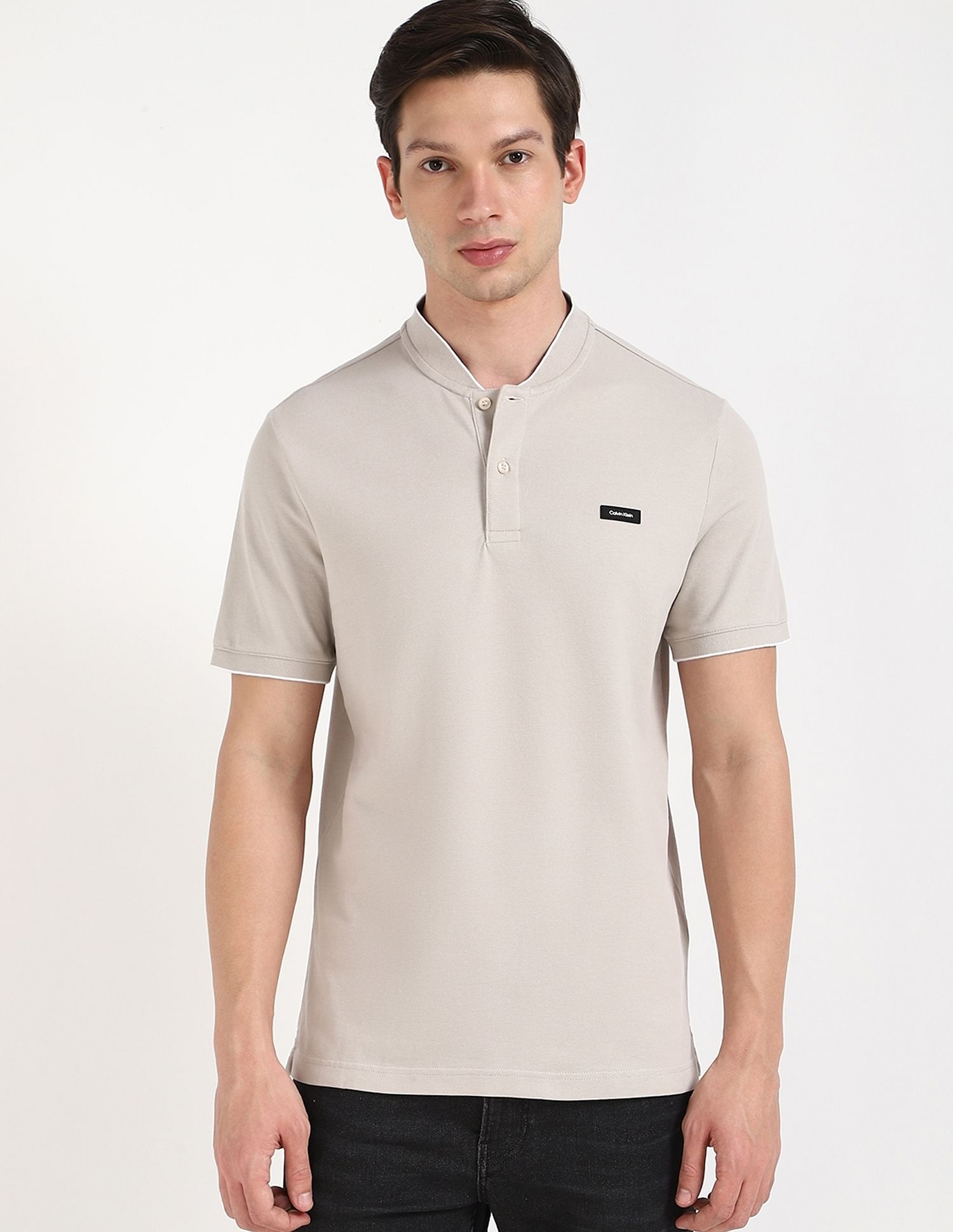 Calvin Klein Jeans Solid Slim-Fit Cotton Polo T-Shirt